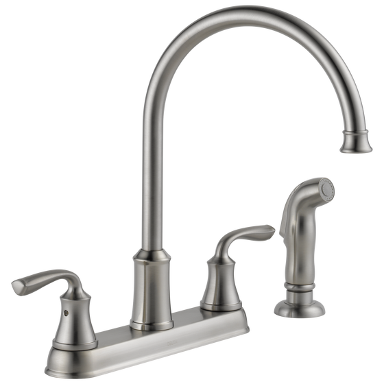Two Handle Kitchen Faucet with Spray (Recertified) in Stainless 21716LF ...