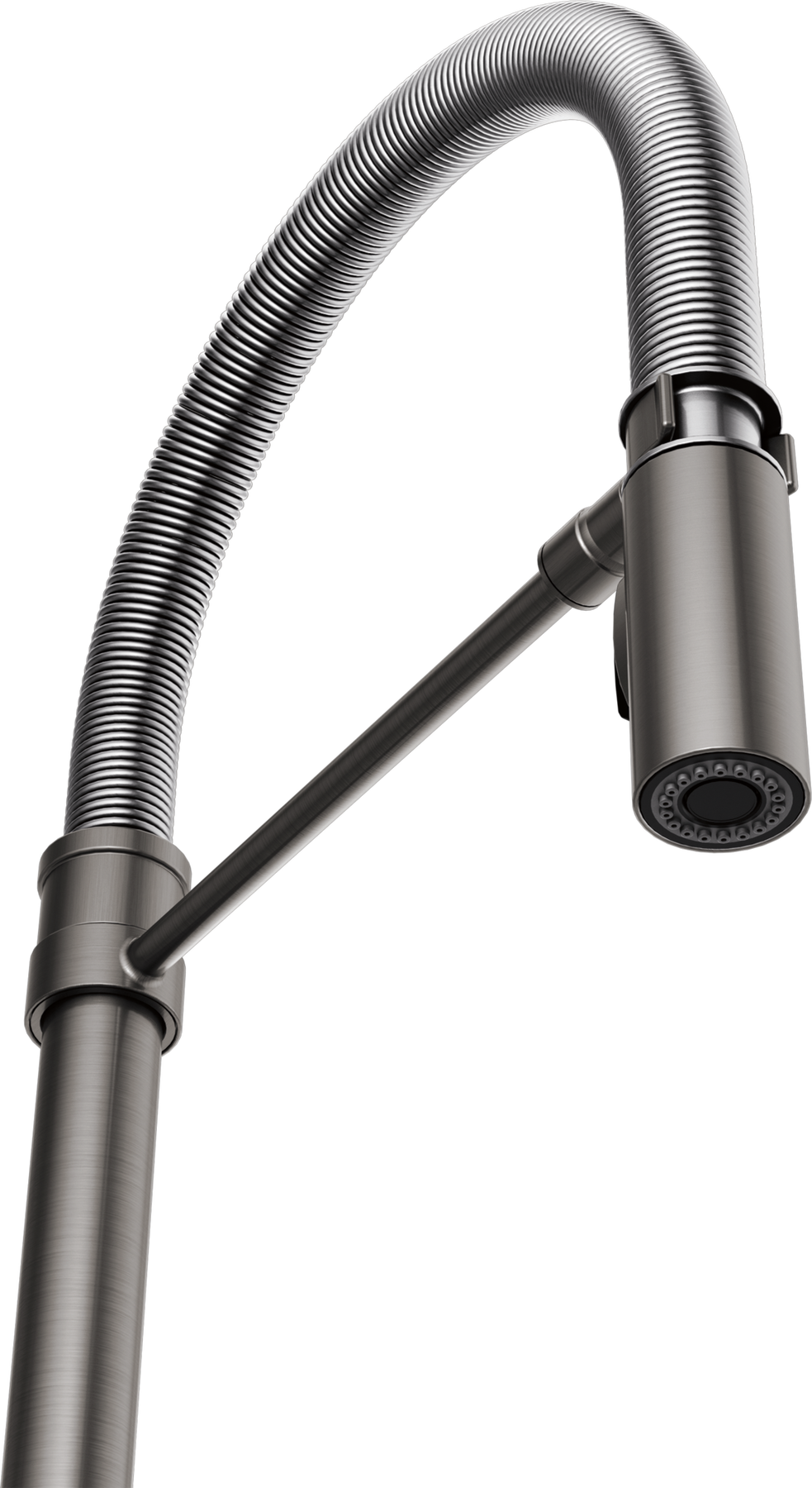 Single-Handle Pull-Down Spring Kitchen Faucet in Black Stainless