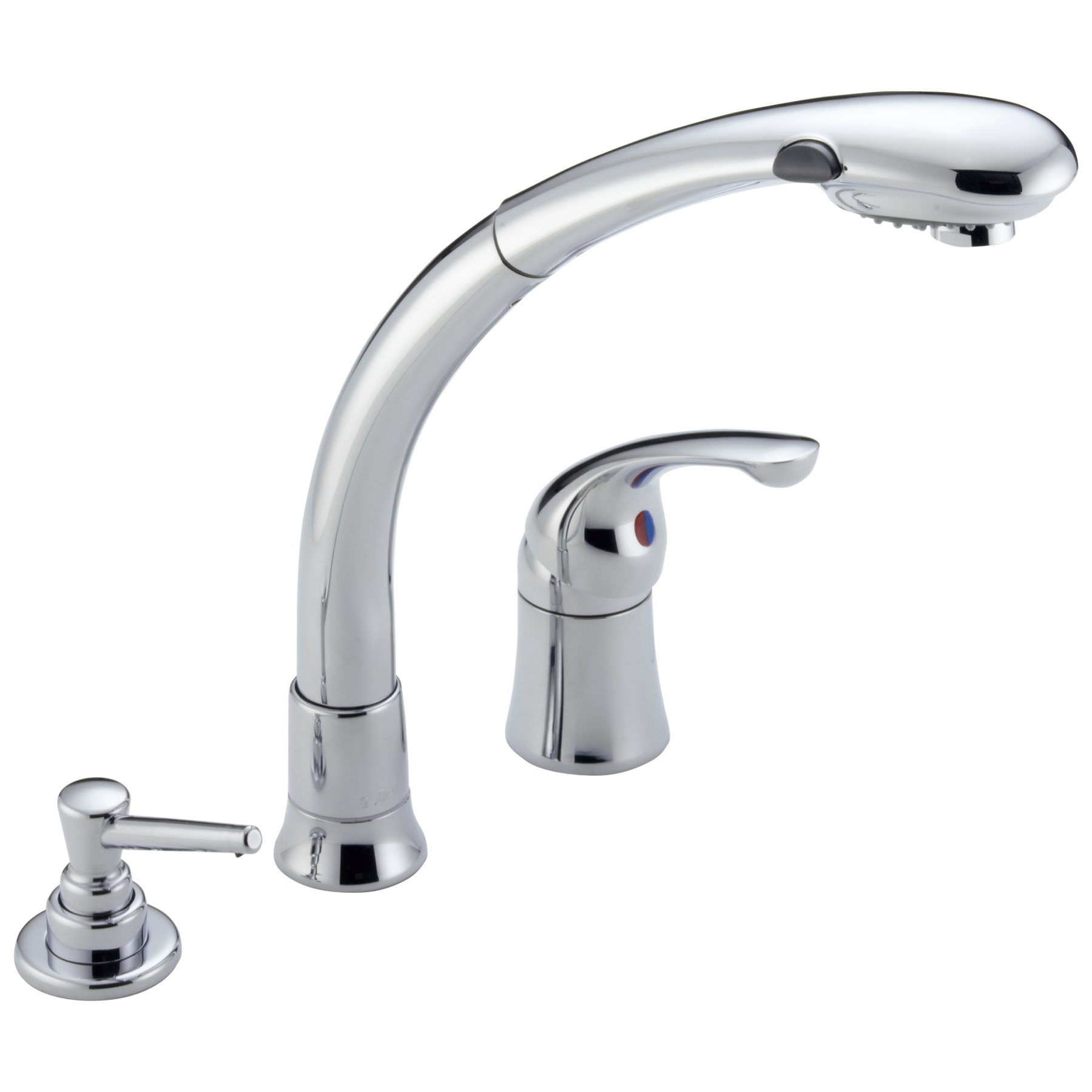 Single Handle Pull-Out Kitchen Faucet with Soap Dispenser in