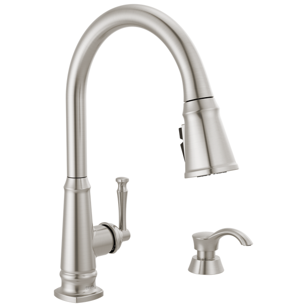 Single Handle Pull-Down Kitchen Faucet with Soap Dispenser and
