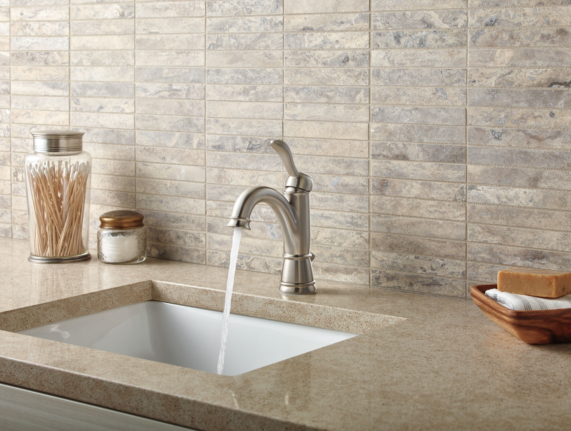 Single Handle Bathroom Faucet in Brushed Nickel 15984LF-BN-ECO