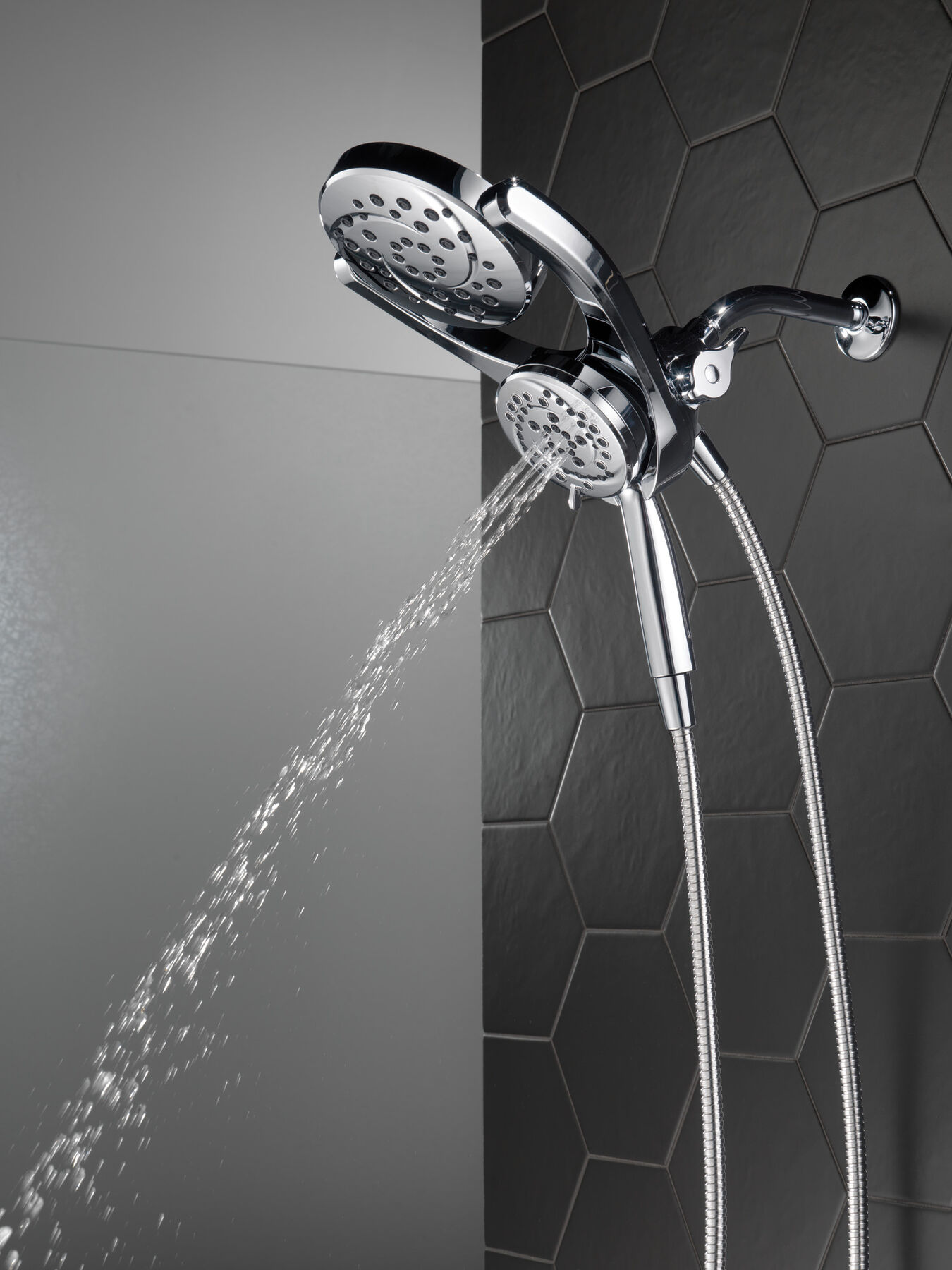 HydroRain® 4-Setting Two-in-One Shower Head in Chrome 75699 