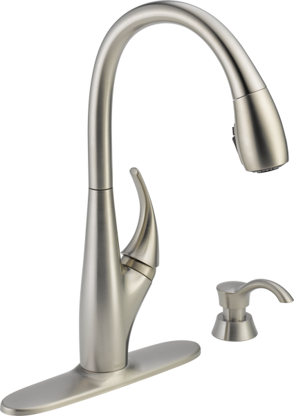 Single Handle Pull-Down Kitchen Faucet with Soap Dispenser and