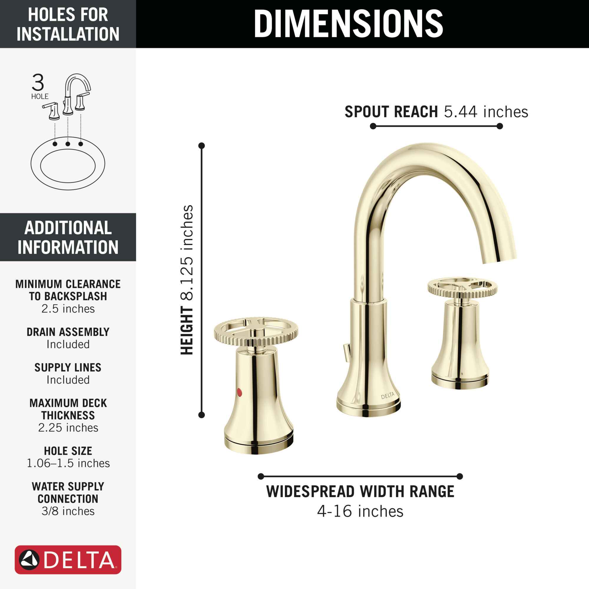 Delta Faucet 3558-BLMPU-DST Trinsic バスルーム蛇口 マットブラック並行輸入 Two Handle Widespread Bathroom Faucet in Polished Nickel 3558