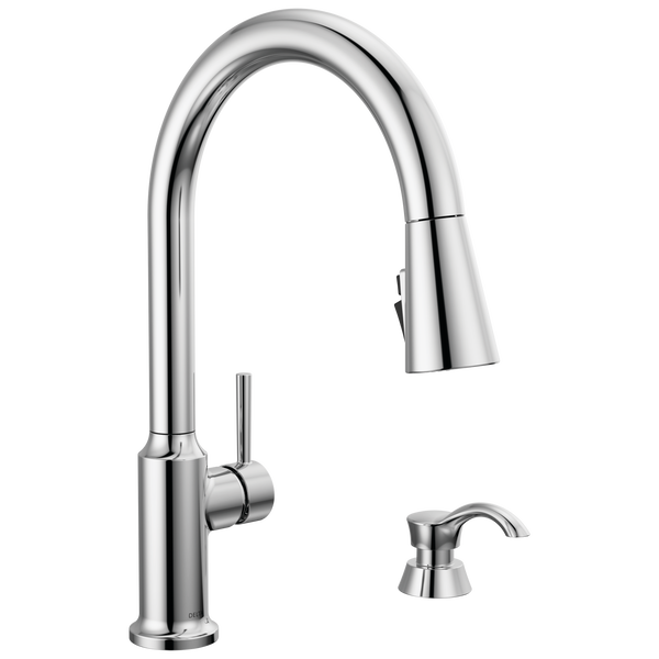 Single Handle Pull-Down Kitchen Faucet with Soap Dispenser and