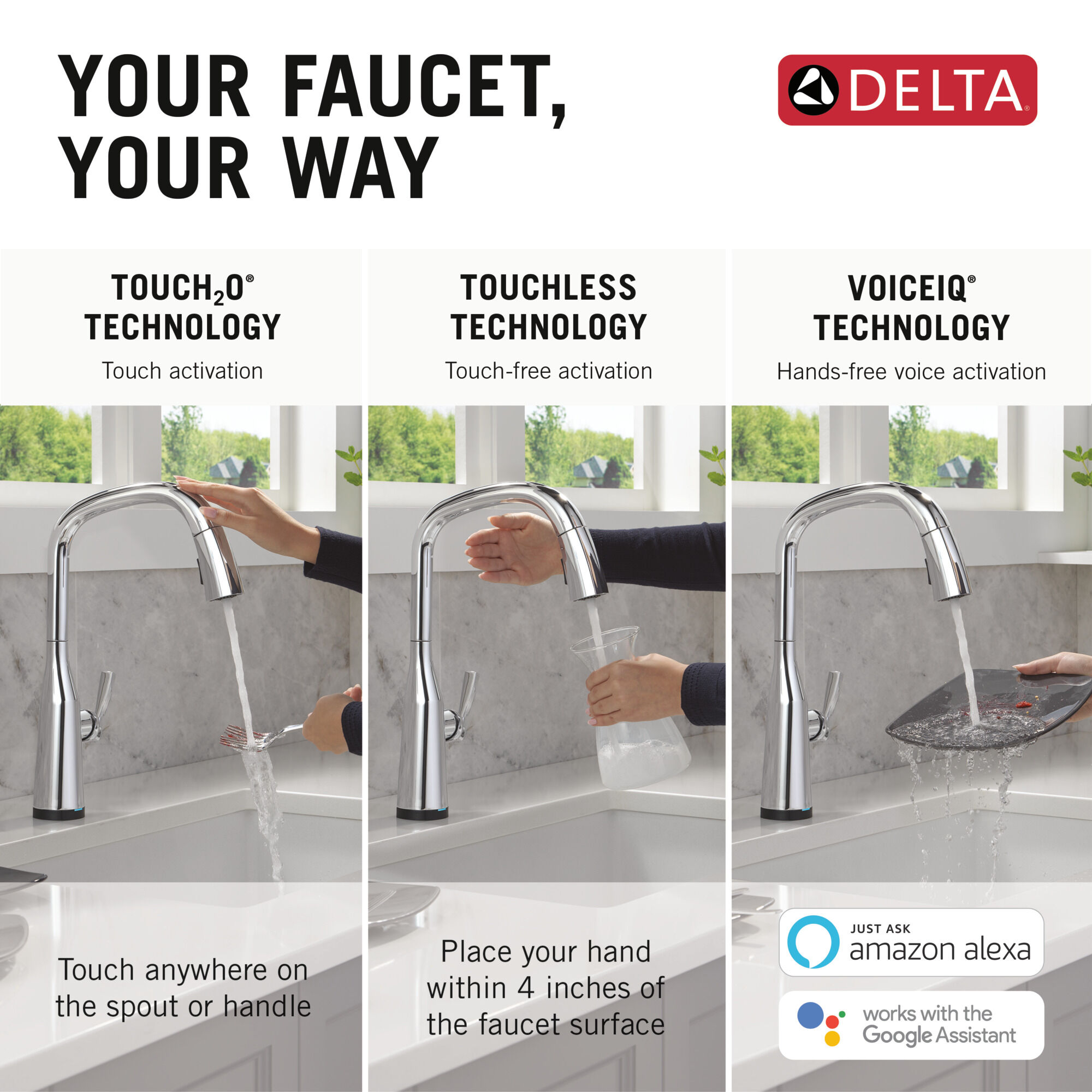 VoiceIQ® Single Handle Pull-Down Faucet with Touch2O® Technology