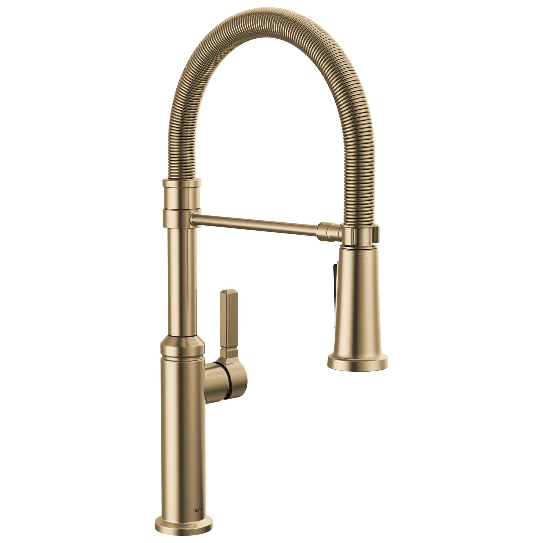 Single Handle Pull-Down Spring Kitchen Faucet in Champagne Bronze