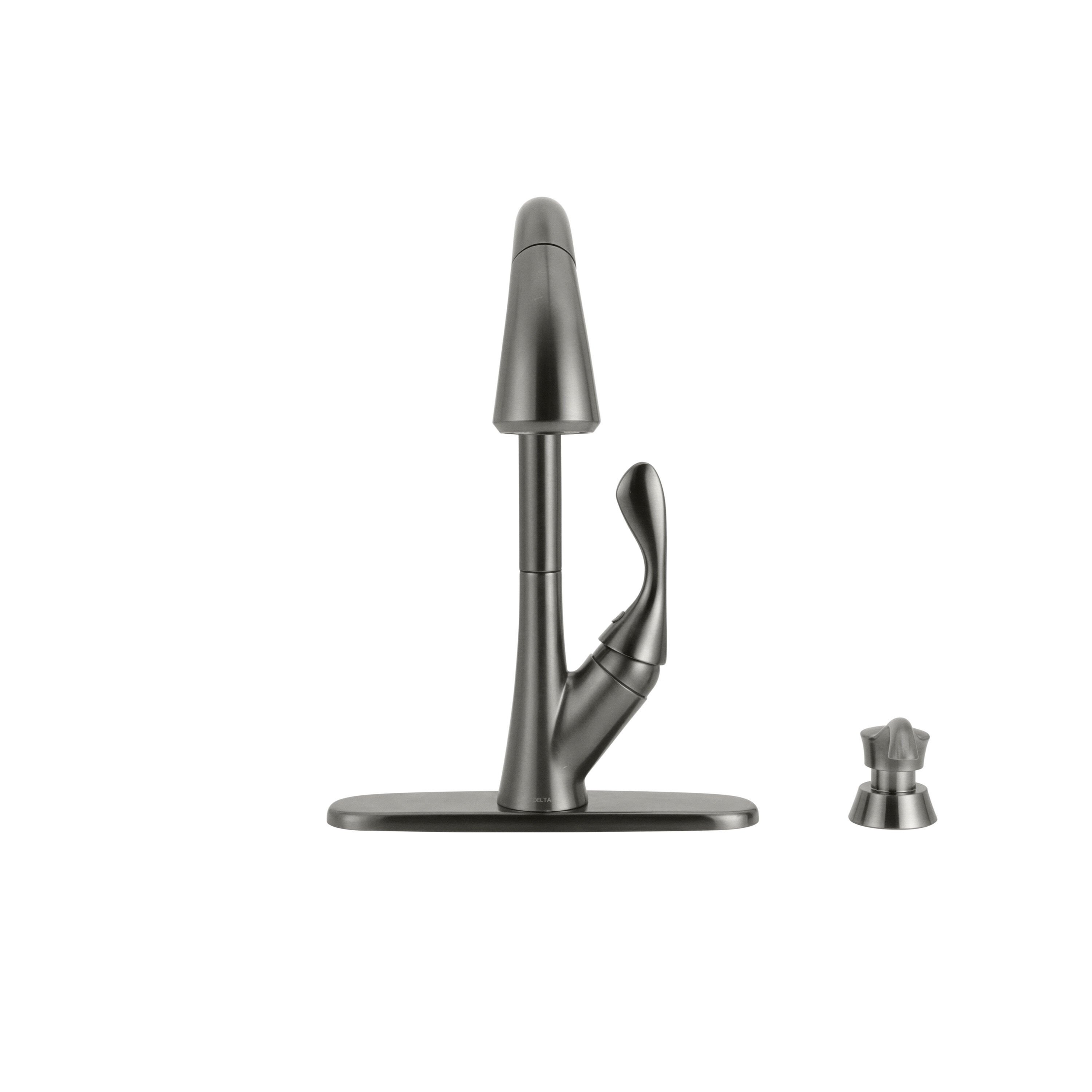 Single Handle Pull-Down Kitchen Faucet with Soap Dispenser and