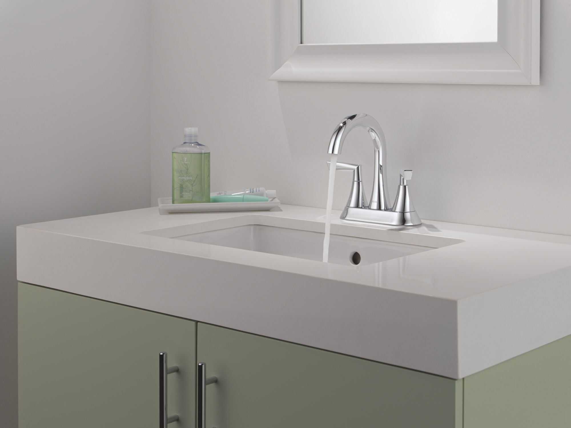 Two Handle Centerset Bathroom Faucet in Chrome 25874LF | Delta Faucet
