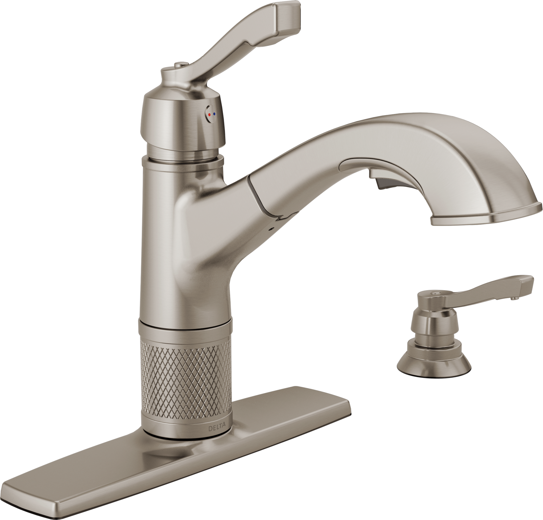 Single Handle Pull-Out Kitchen Faucet with Soap Dispenser in