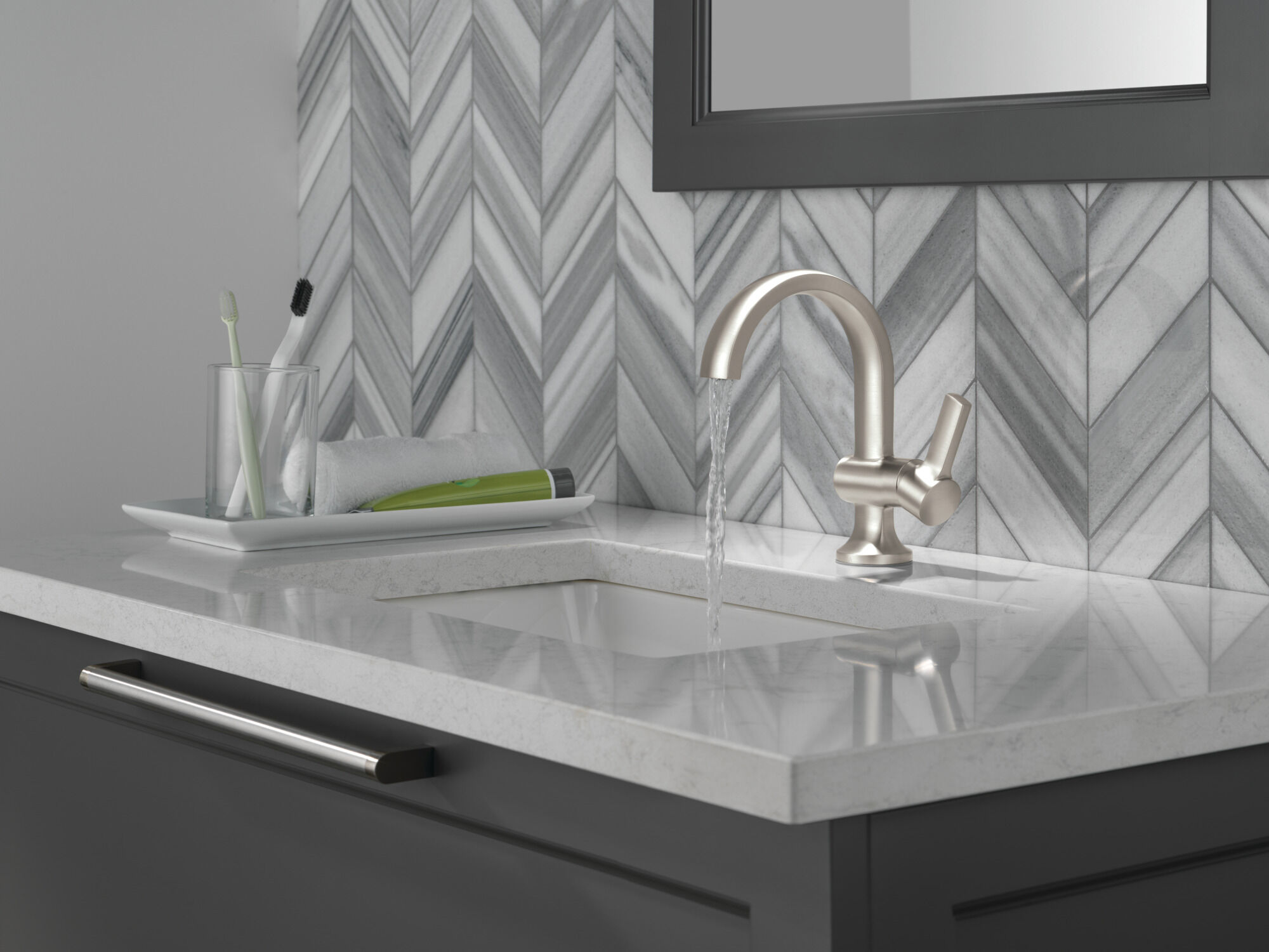 Single Handle Bathroom Faucet in Spotshield Brushed Nickel