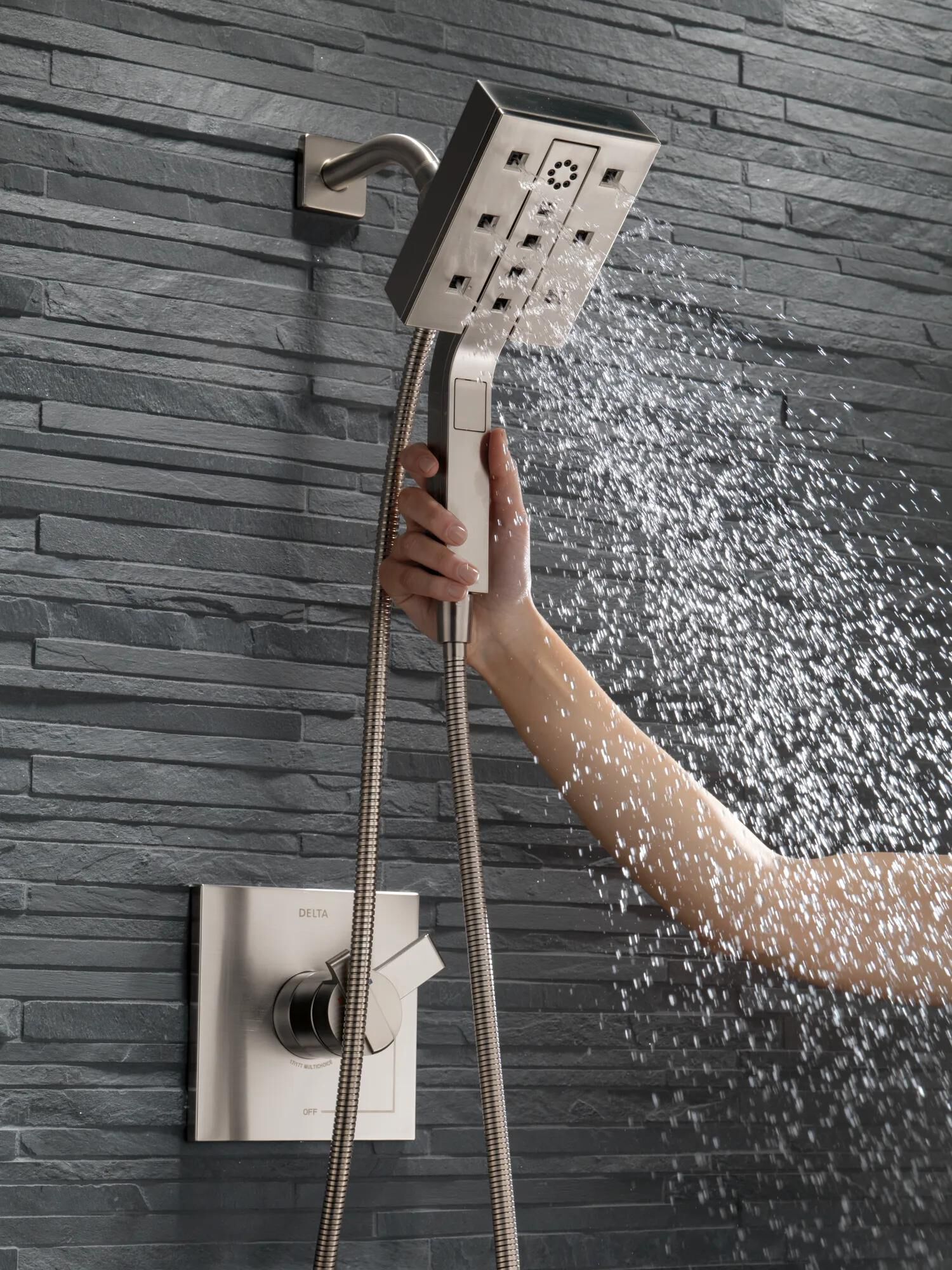 H2Okinetic® In2ition® 4-Setting Two-in-One Shower in Stainless