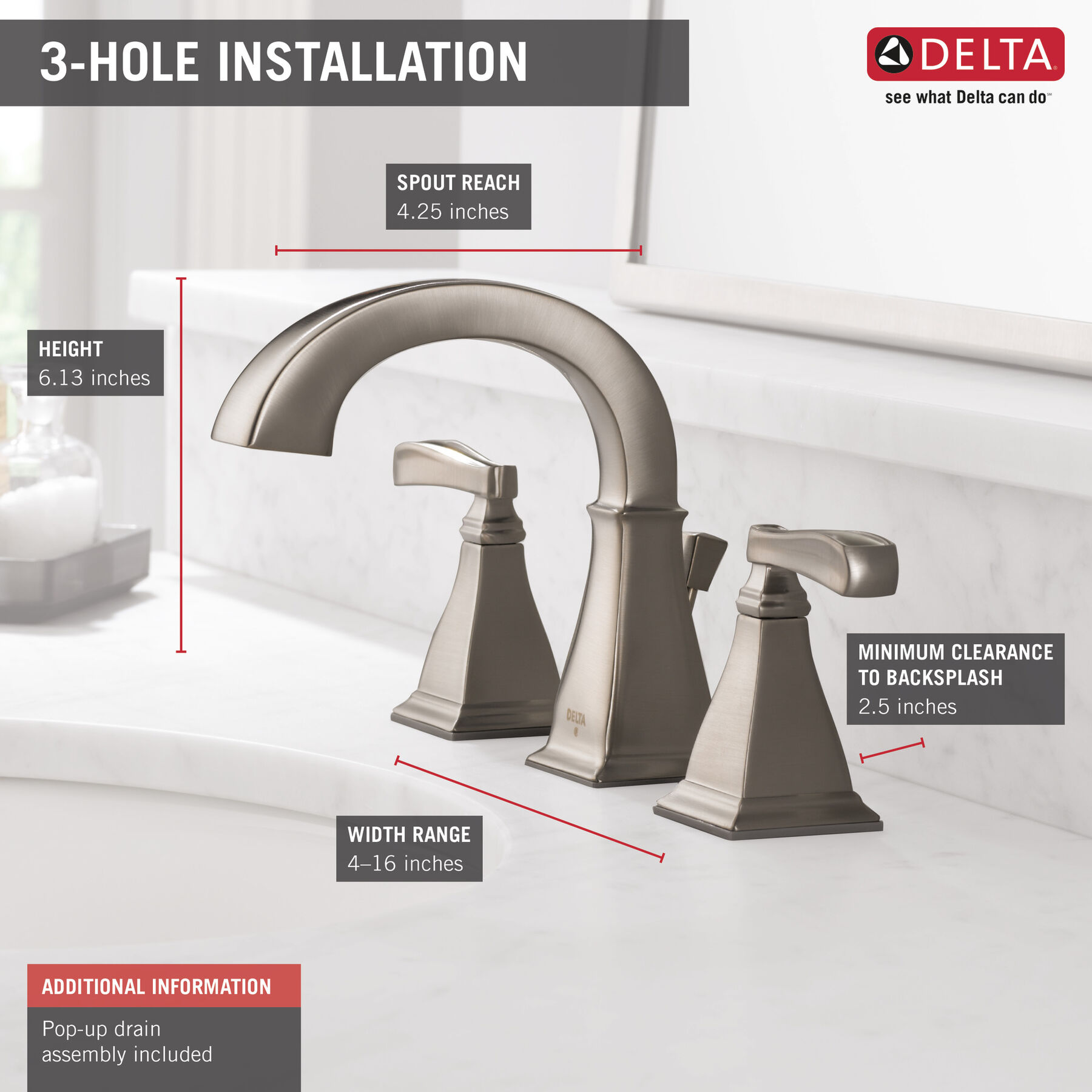 Two Handle Widespread Bathroom Faucet in Spotshield Brushed Nickel