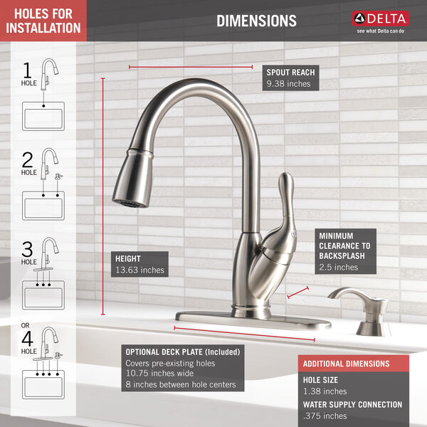 Single Handle Pull-Down Kitchen Faucet 19939Z-SSSD-DST | Delta Faucet