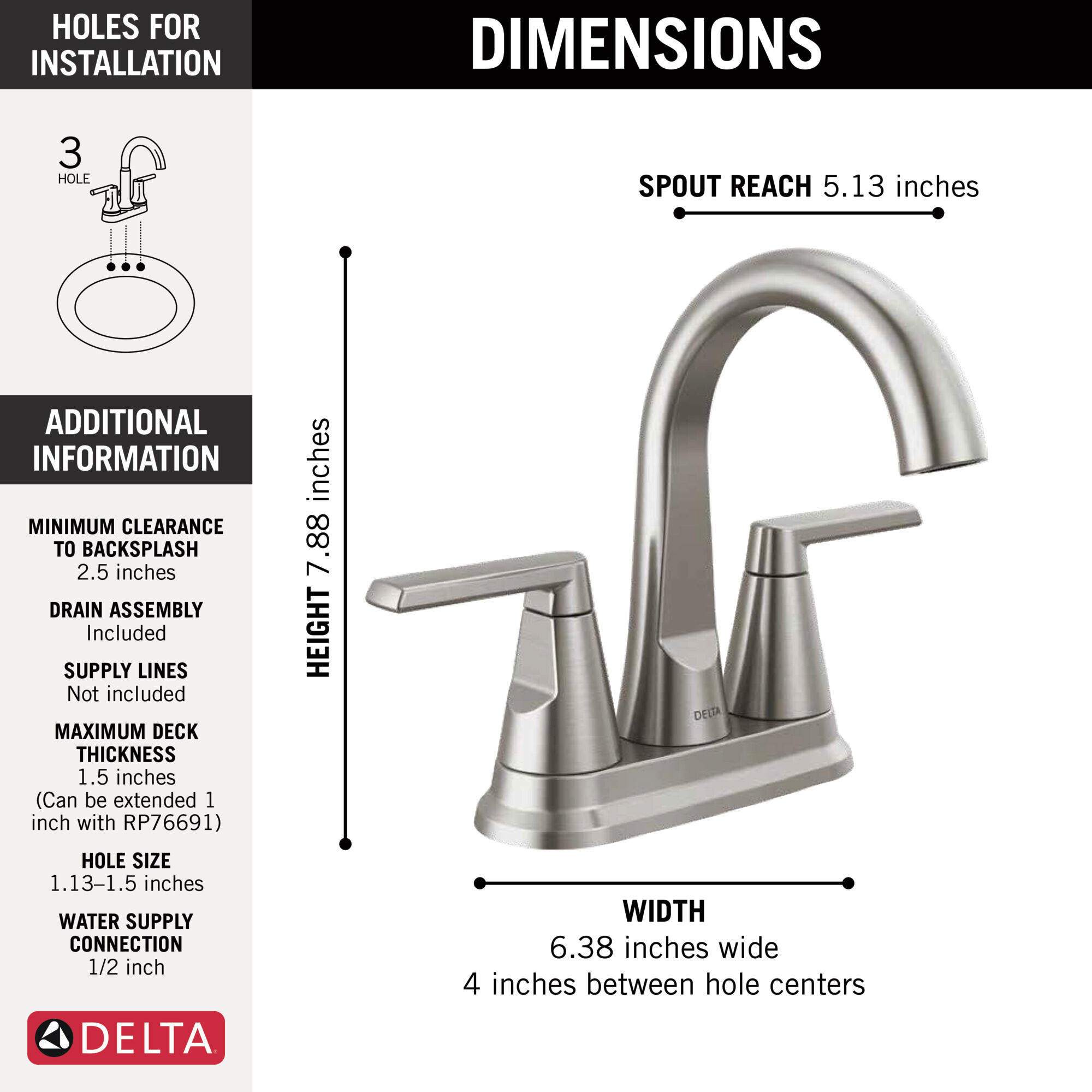 Two Handle Centerset Bathroom Faucet in Spotshield Brushed Nickel