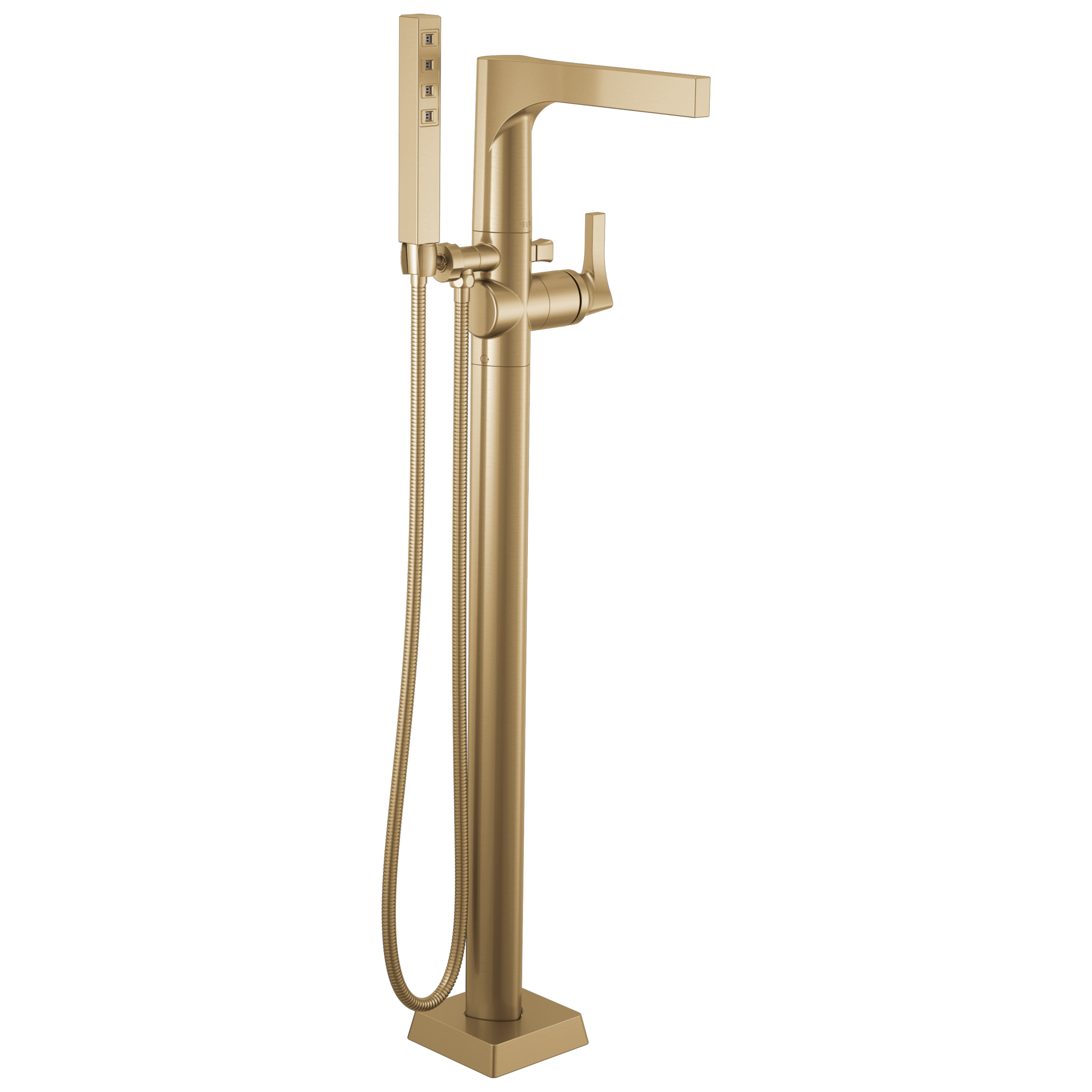 Delta Faucet Zura Single Handle Floor Mount Tub Filler Trim with Hand Shower - Champagne Bronze