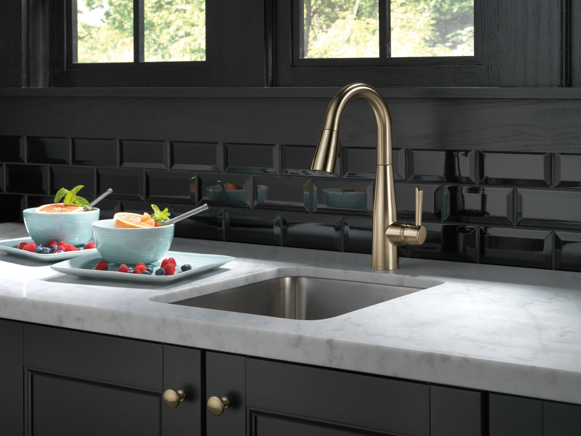 Single Handle Pull-Down Bar / Prep Faucet in Champagne Bronze 9913