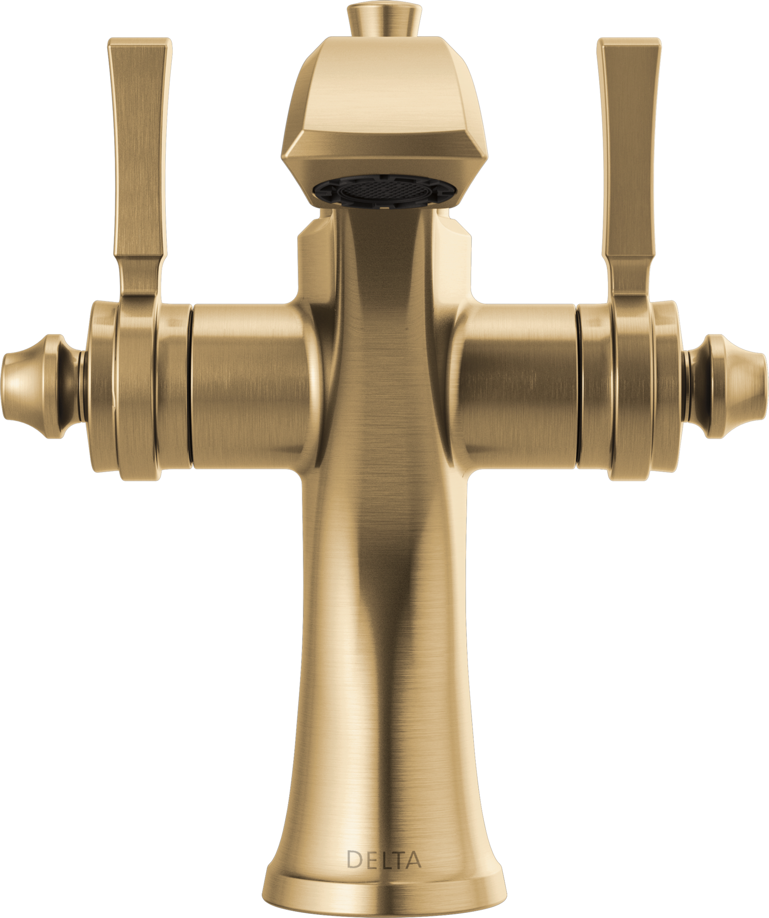 Two Handle Single Hole Monoblock Bathroom Faucet in Champagne