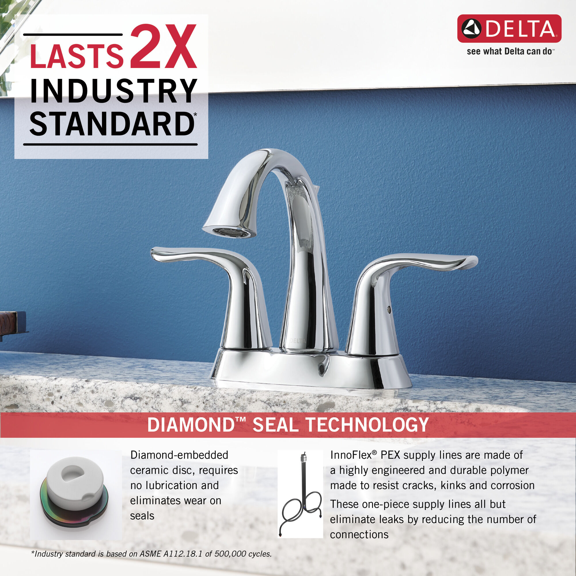Two Handle Centerset Bathroom Faucet in Chrome 2538-MPU-DST
