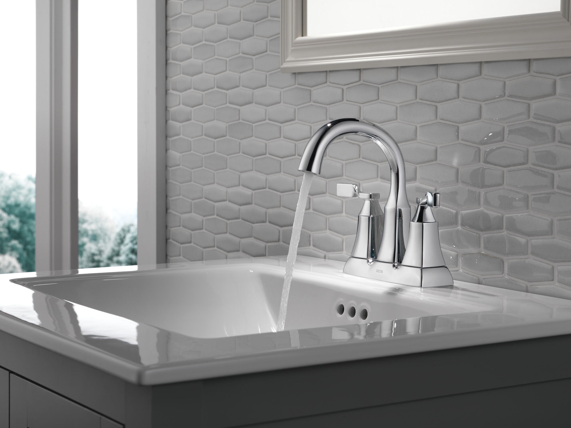 Two Handle Centerset Bathroom Faucet in Chrome 25766LF | Delta Faucet