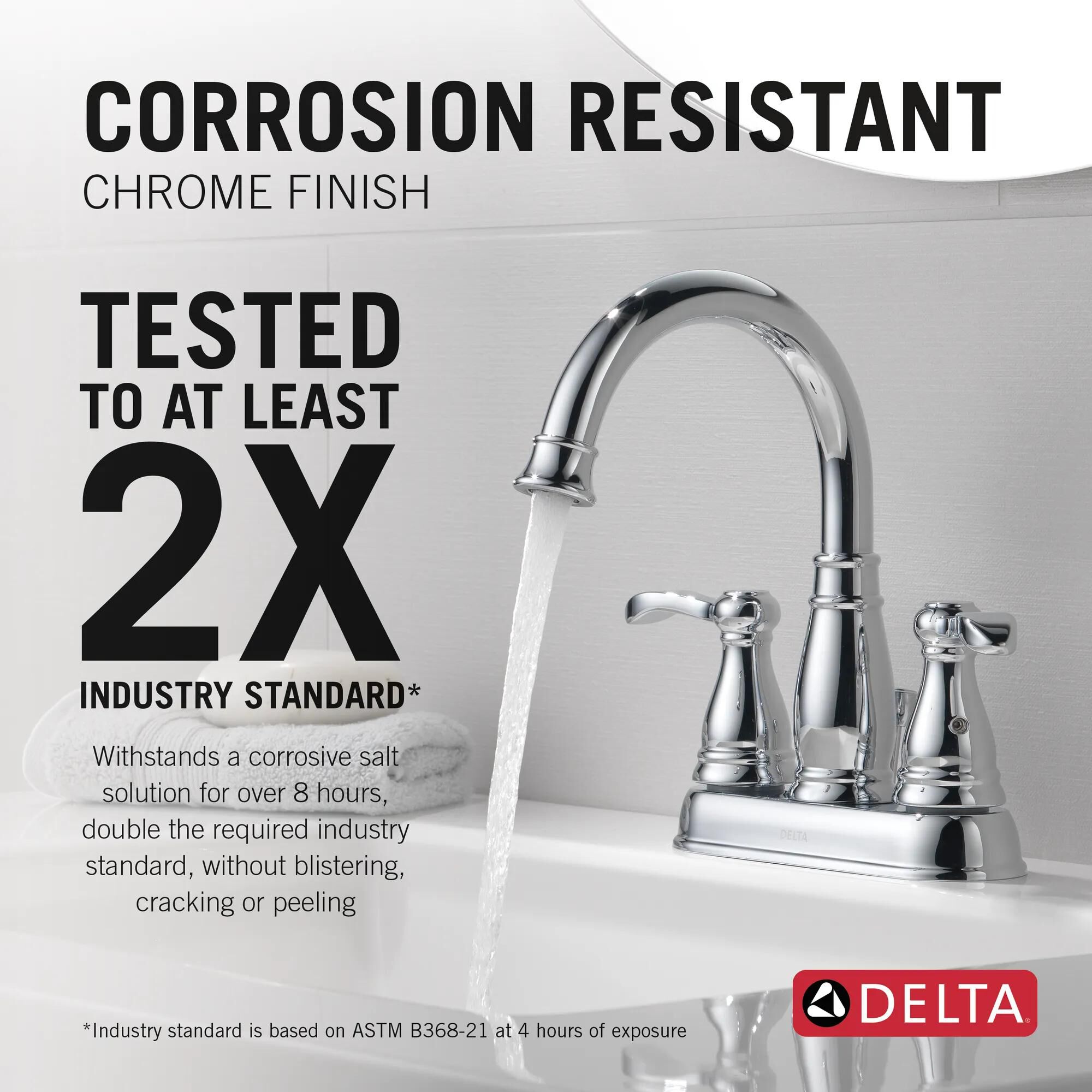Two Handle Centerset Bathroom Faucet in Chrome 25984LF-ECO | Delta