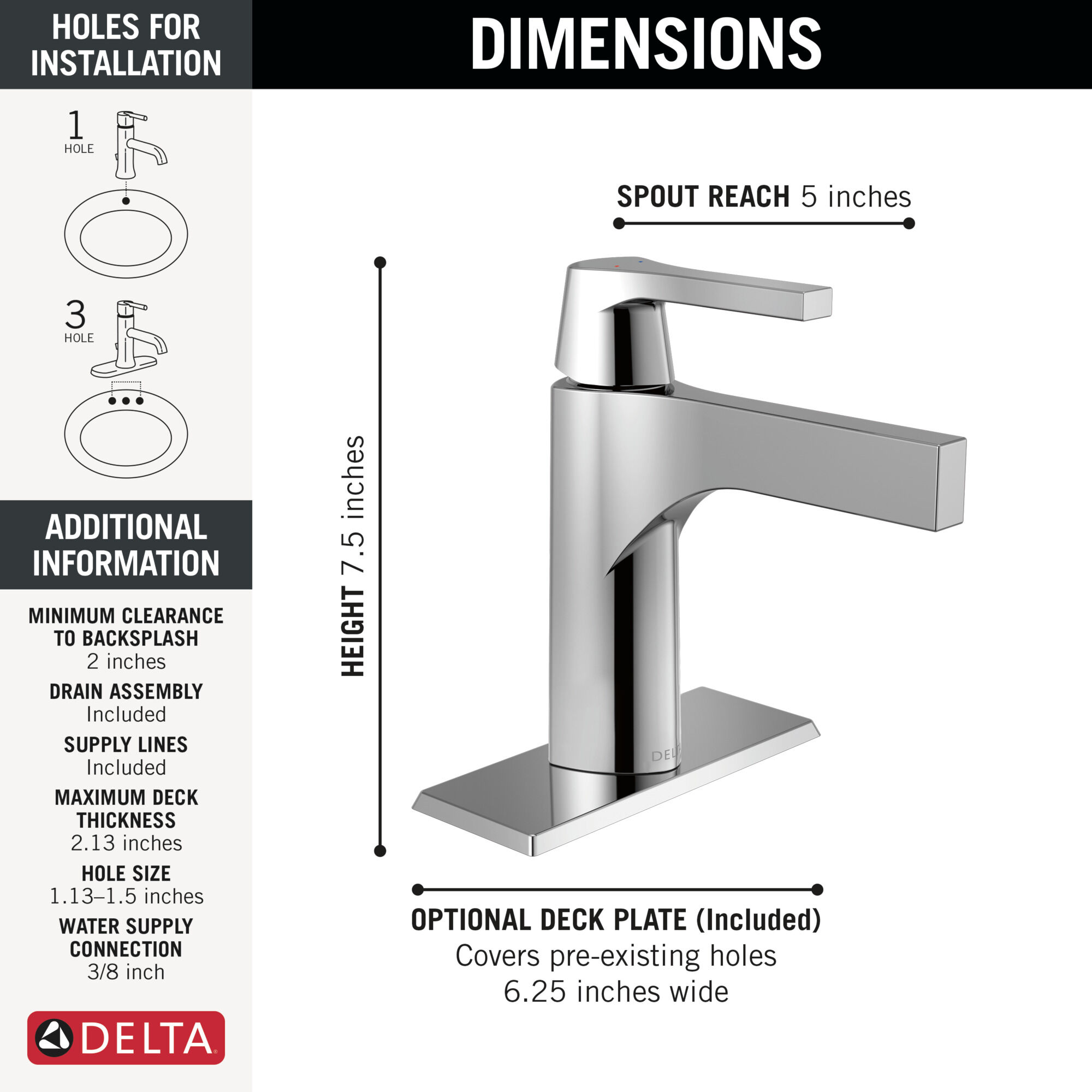 Single Handle Bathroom Faucet in Chrome 574-MPU-DST | Delta Faucet