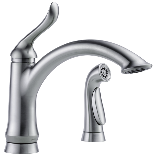 Single Handle Kitchen Faucet with Spray in Arctic Stainless 4453
