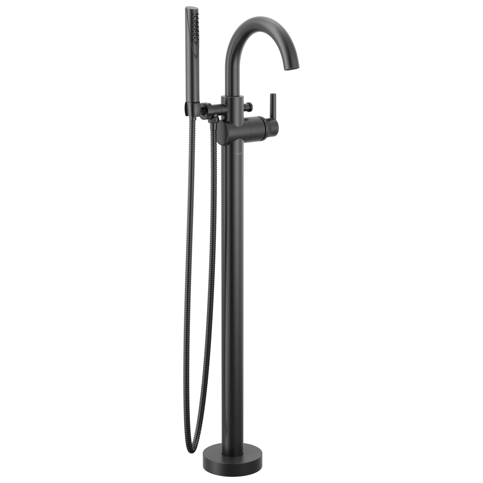 Delta Faucet Trinsic Single Handle Floor Mount Tub Filler Trim with Hand Shower - Matte Black