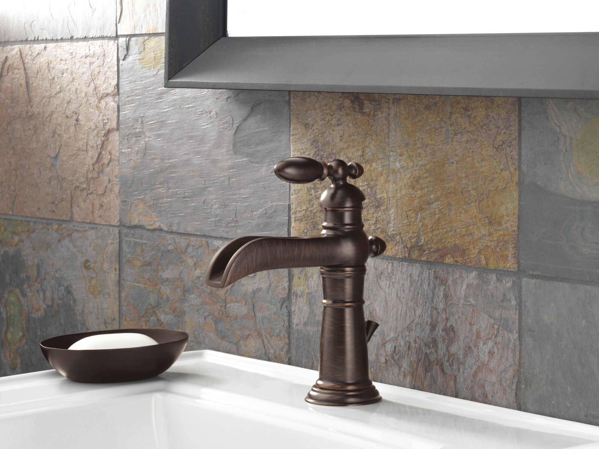 Single Handle Channel Bathroom Faucet in Venetian Bronze 554LF-RB