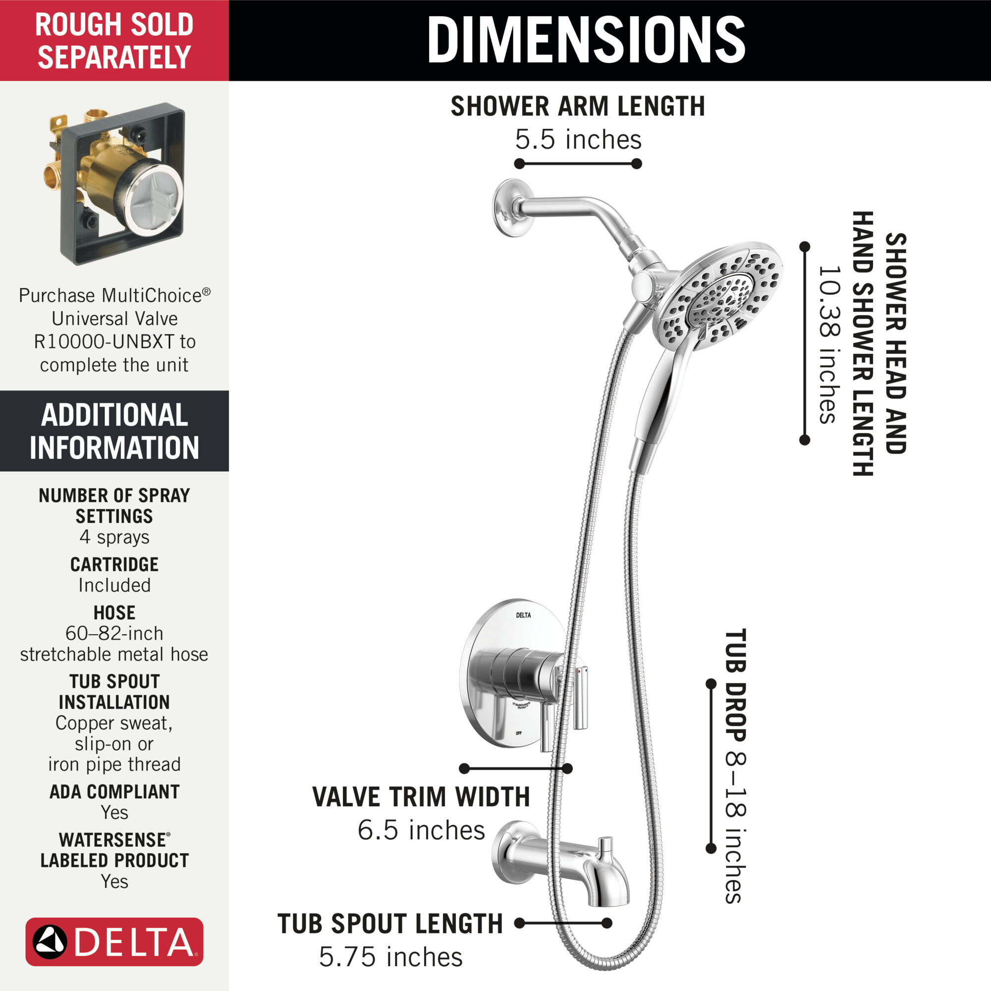ディオフィット　(1701) Monitor 17 Series Tub & Shower Trim with In2ition® in Chrome