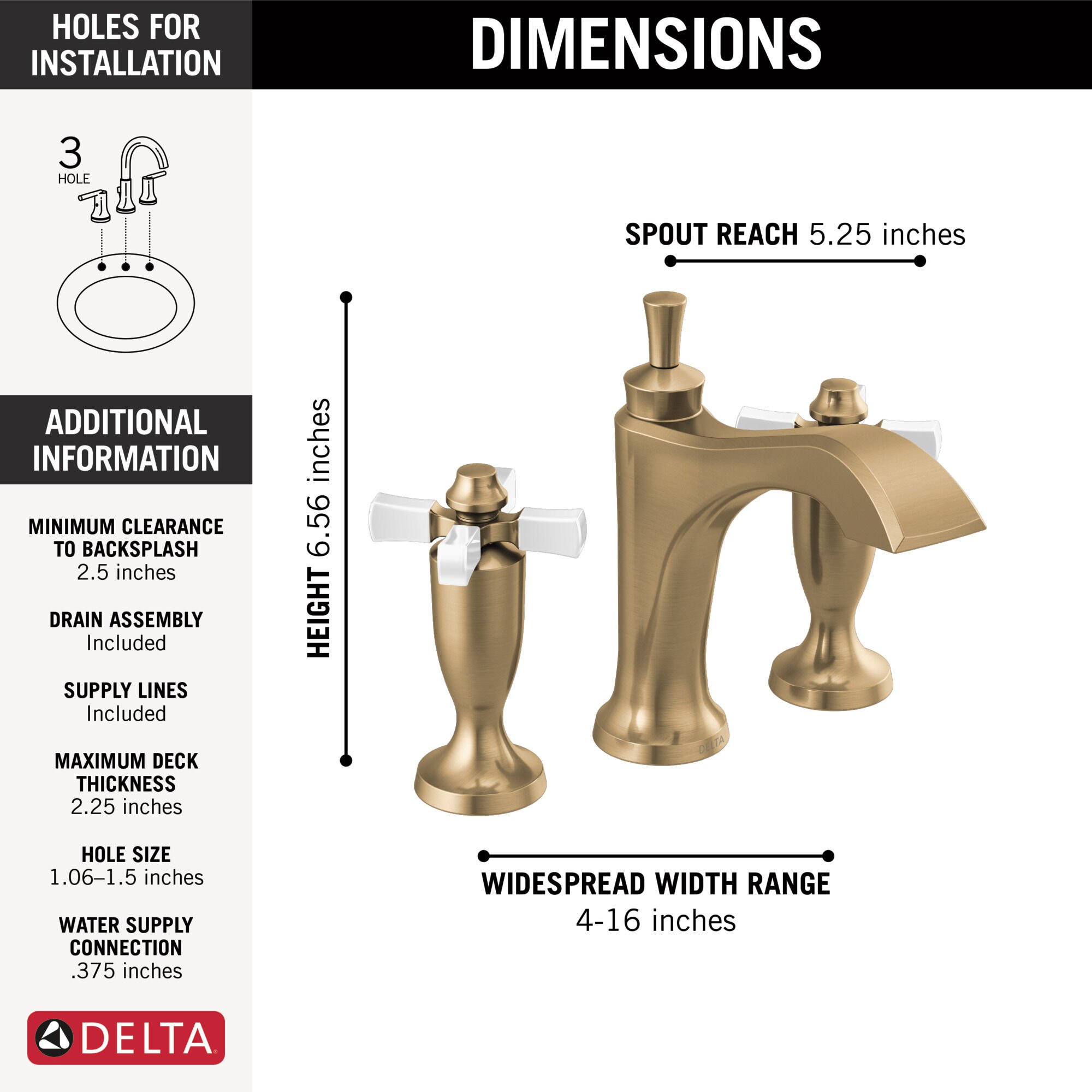Two Handle Widespread Bathroom Faucet in Champagne Bronze