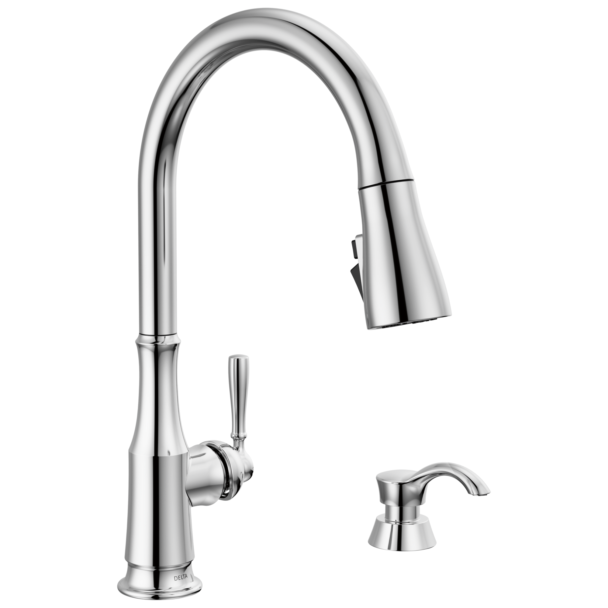 Delta Faucet CaperteeE Single Handle Pull-Down Kitchen Faucet with Soap Dispenser and ShieldSpray Technology - Chrome
