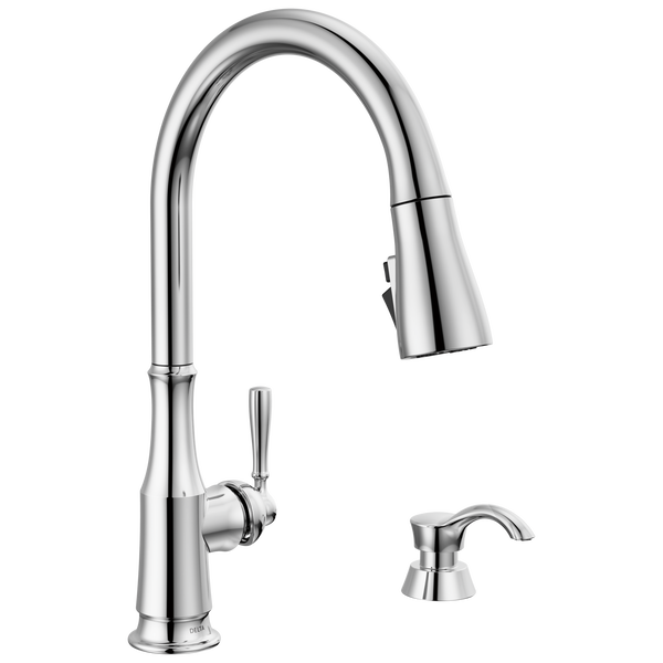 Single Handle Pull-Down Kitchen Faucet with Soap Dispenser and