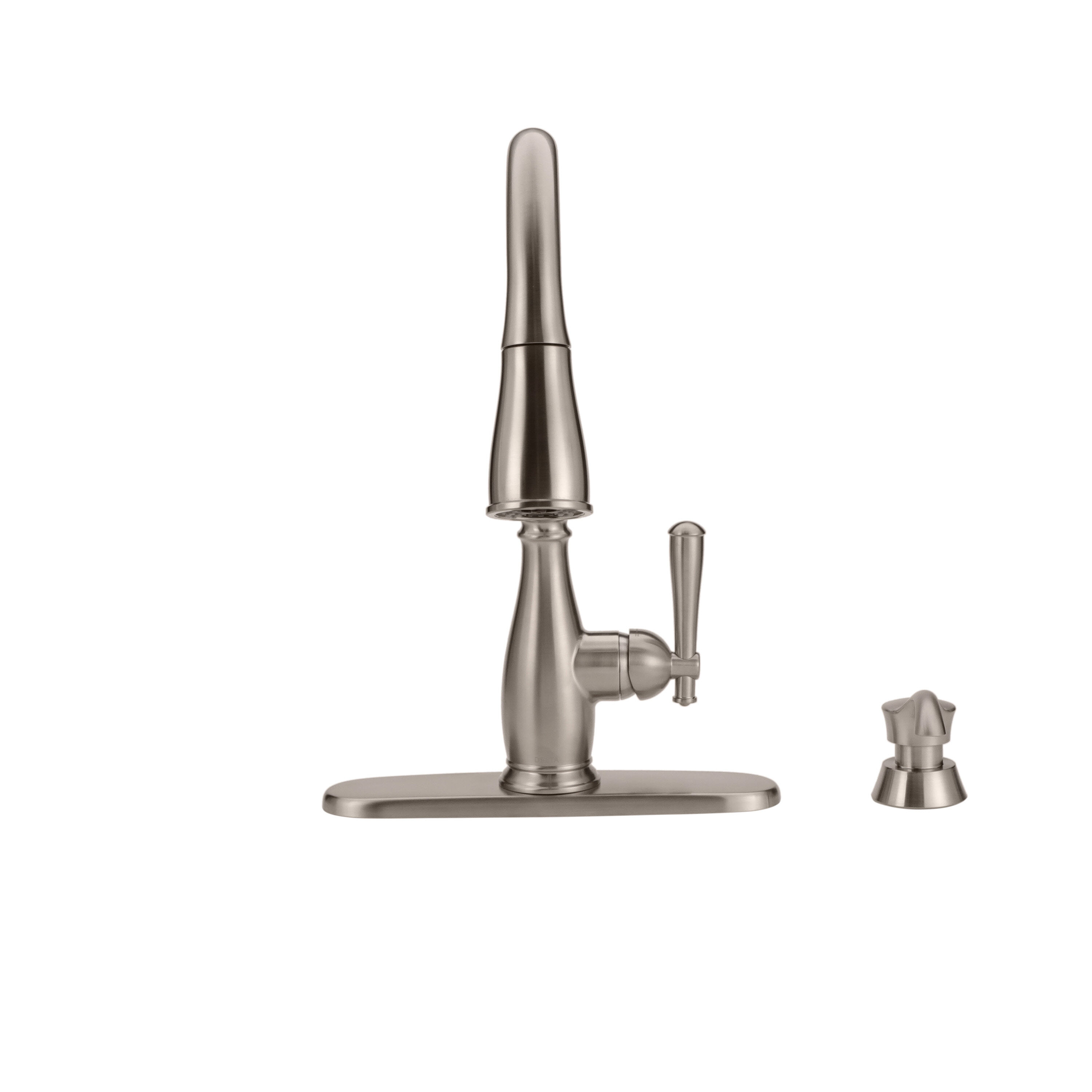 Single Handle Pull-Down Kitchen Faucet with Soap Dispenser and