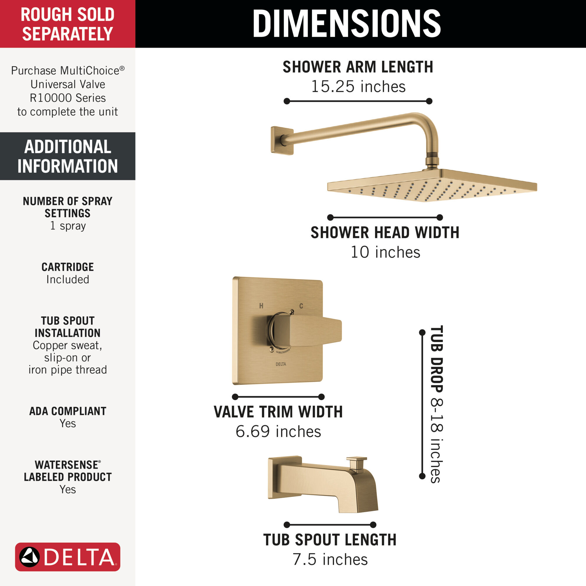 Monitor 14 Series Tub & Shower Trim in Champagne Bronze T14468-CZ