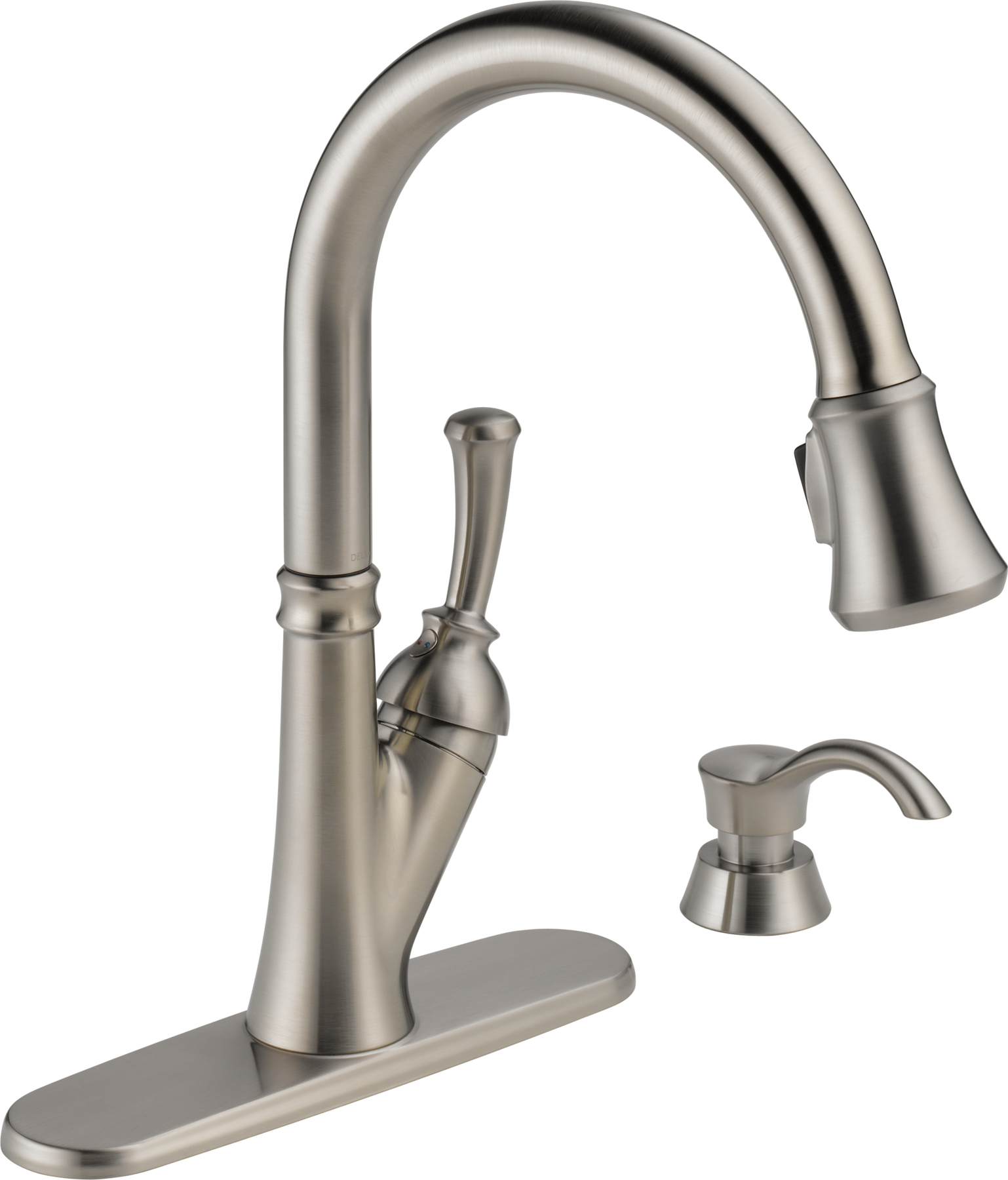 Single Handle Pull-Down Kitchen Faucet with Soap Dispenser in