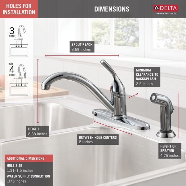 Single Handle Kitchen Faucet With Spray 400 Dst Delta Faucet