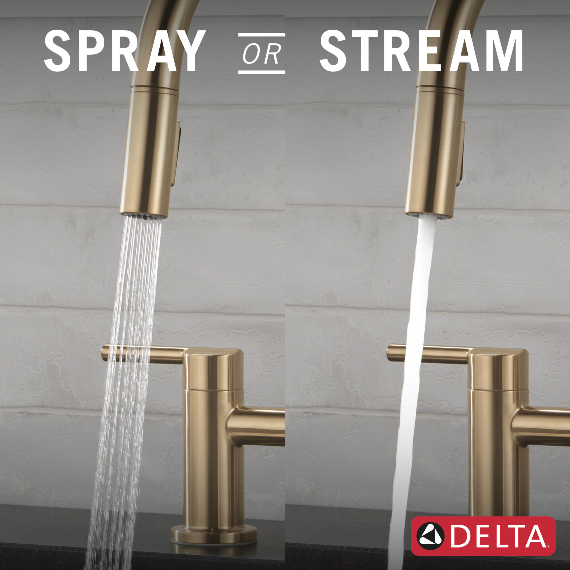 Two Handle Pull-Down Bridge Kitchen Faucet in Champagne Bronze