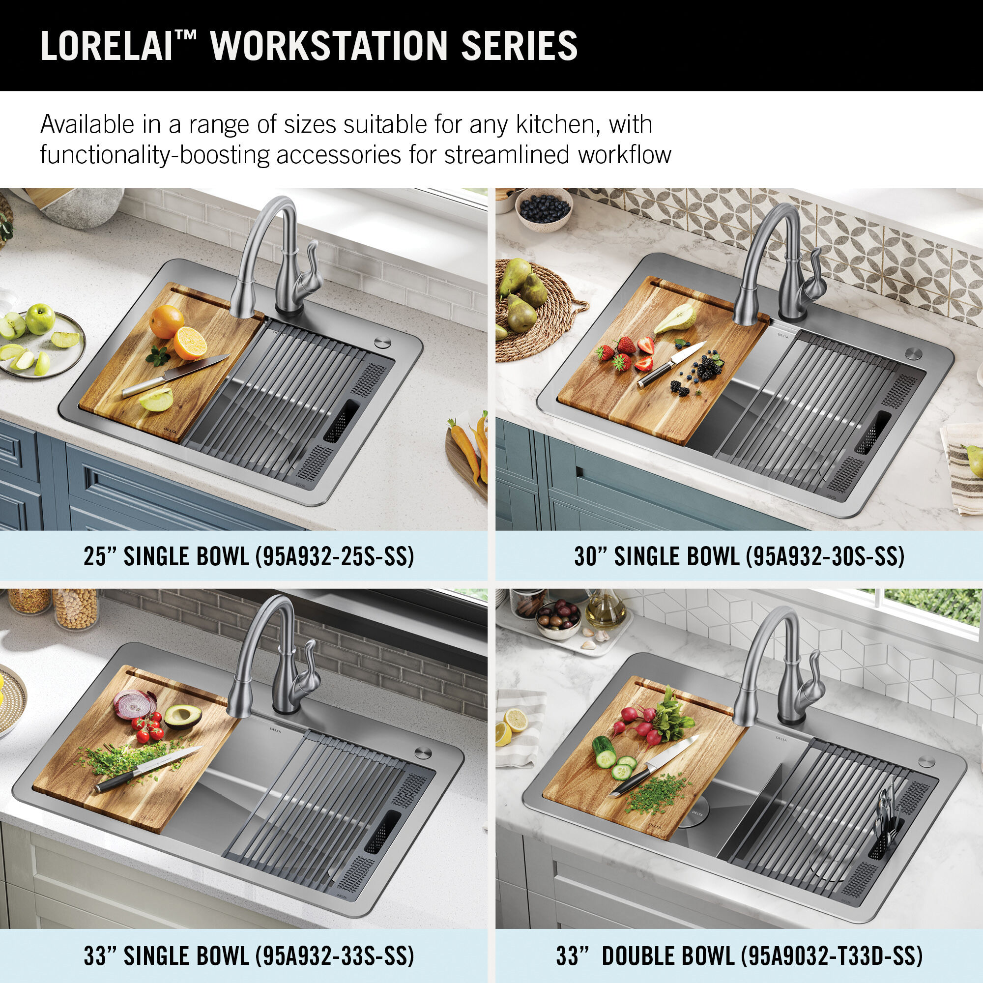 33” Workstation Drop-In Top Mount Double Bowl 16 Gauge Stainless