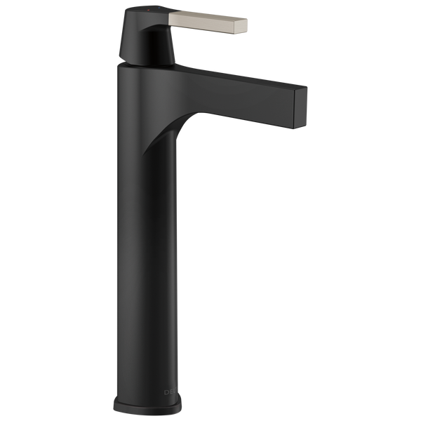 Single Handle Vessel Bathroom Faucet in Matte Black / Stainless