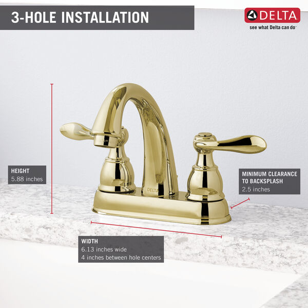Two Handle Centerset Bathroom Faucet, Polished Brass Bathroom Faucets 3 Hole