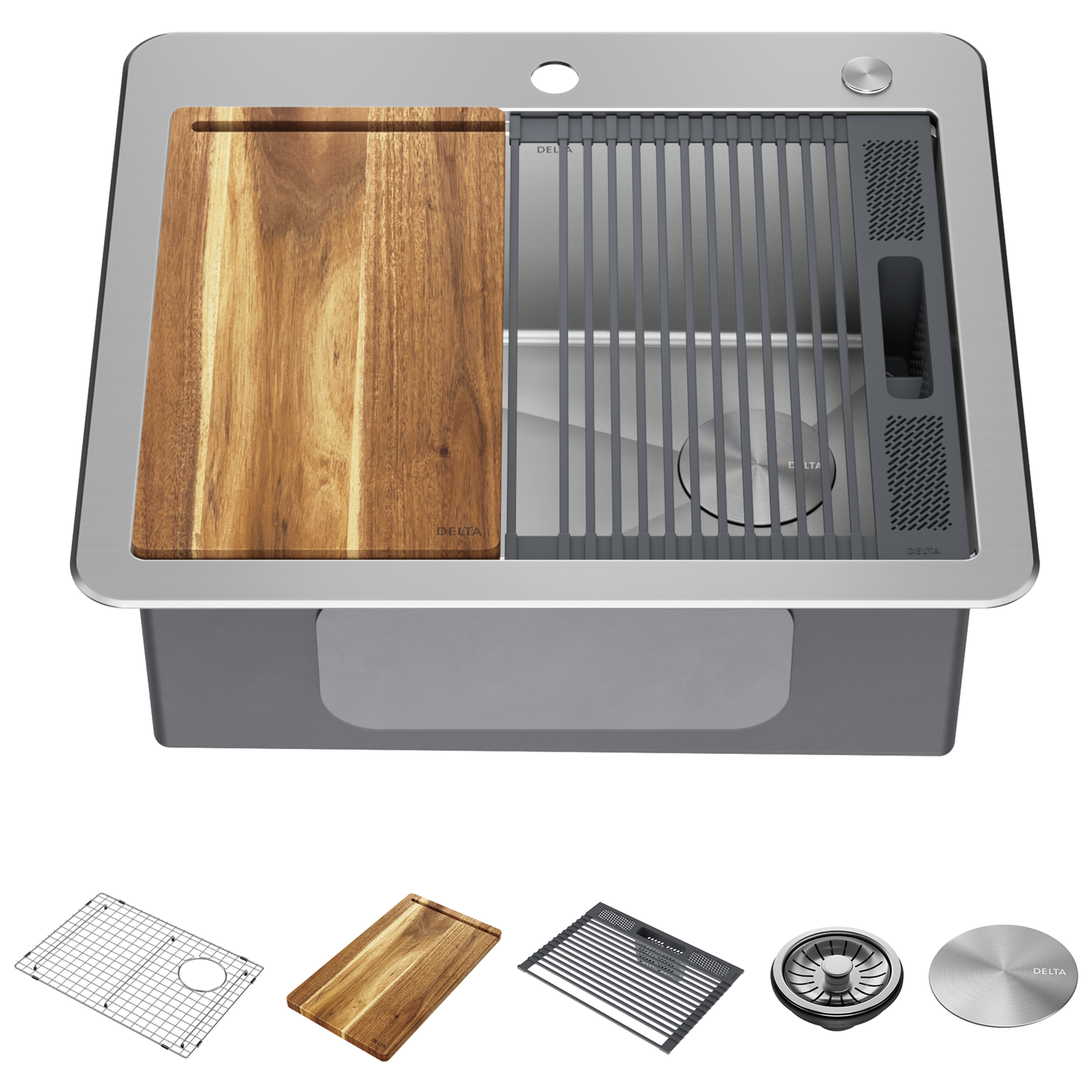 25” Workstation Kitchen Sink Drop-In Top Mount Stainless Steel