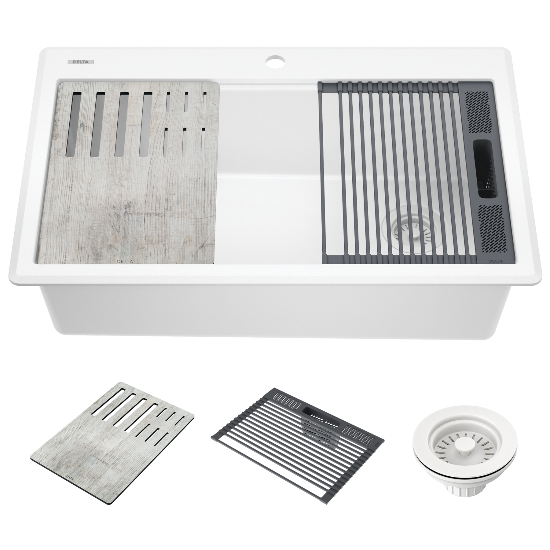 33” Granite Composite Workstation Kitchen Sink Drop-In Top Mount