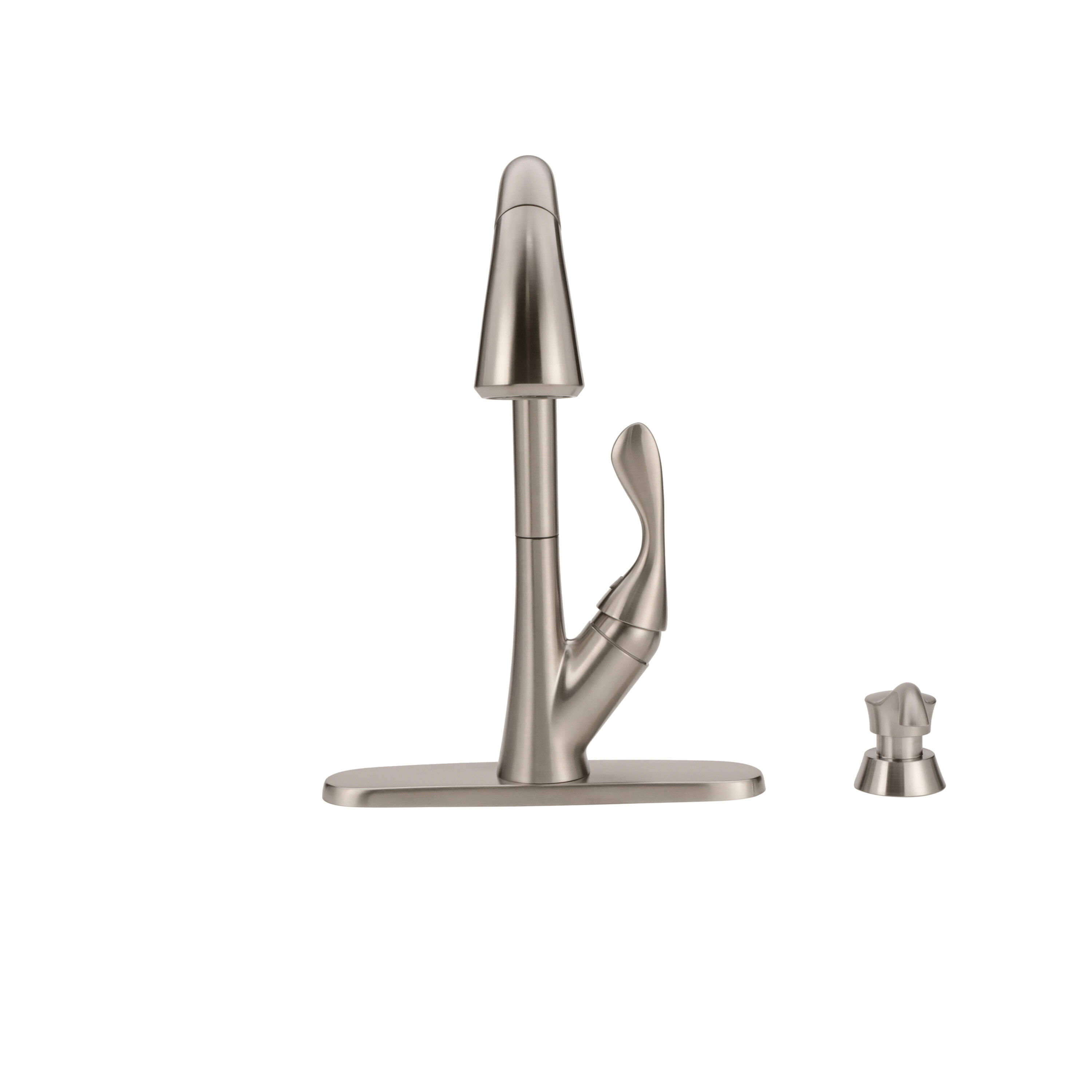 Single Handle Pull-Down Kitchen Faucet with Soap Dispenser and