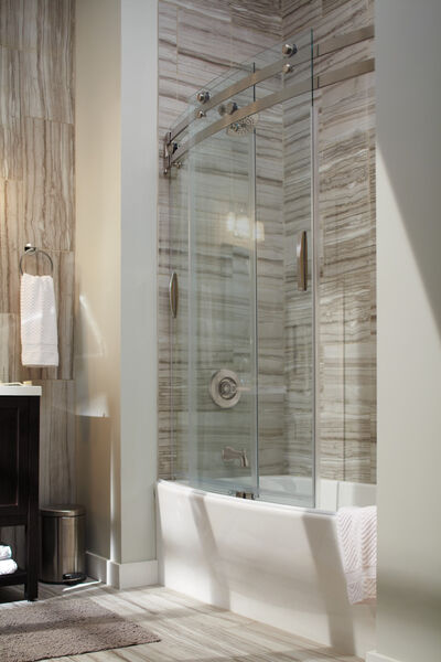 60 X 30 Curved Bathtub Shower Door, How To Install Sliding Glass Door On Bathtub