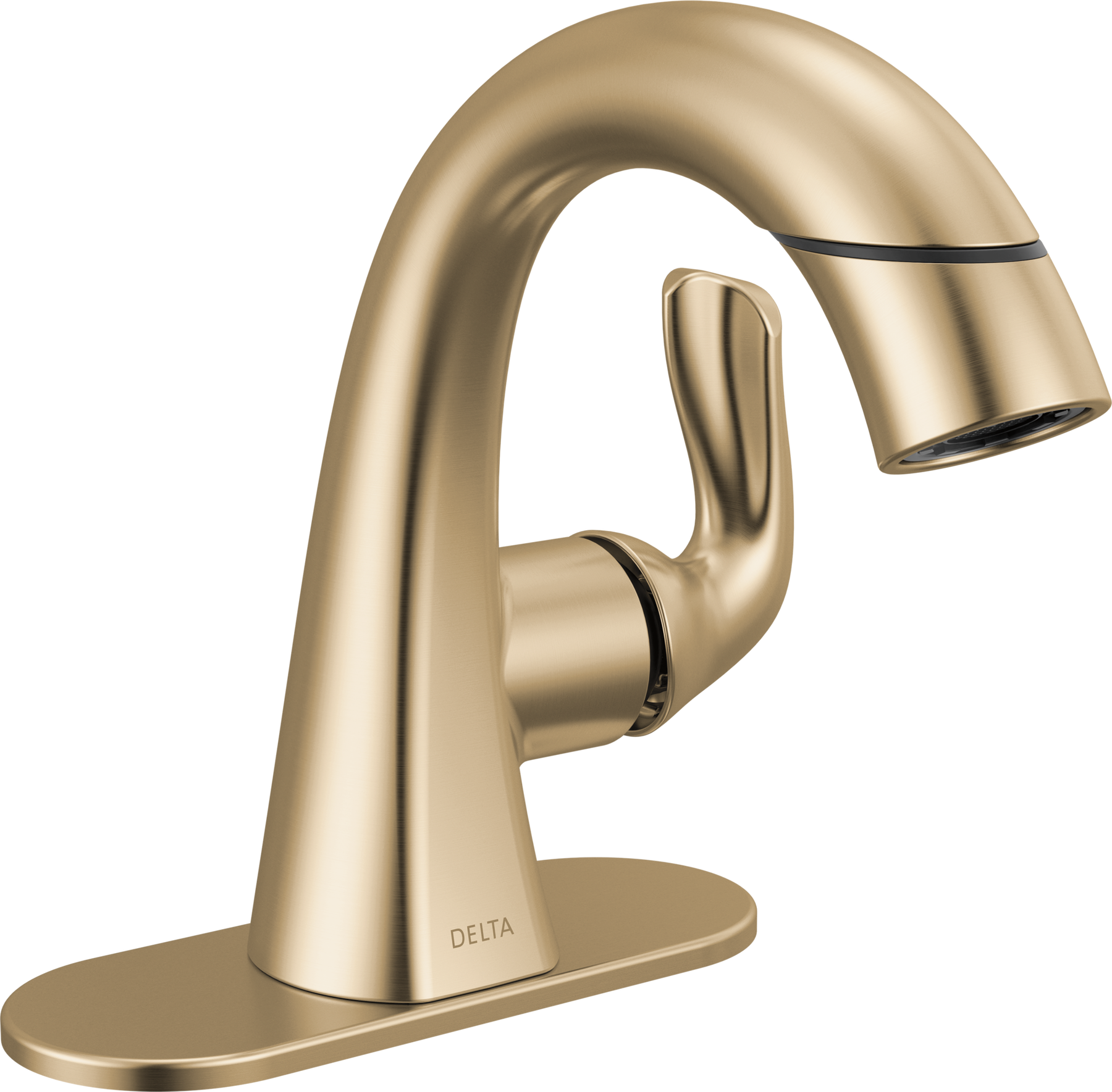 Single Handle Pull-Down Bathroom Faucet in Champagne Bronze