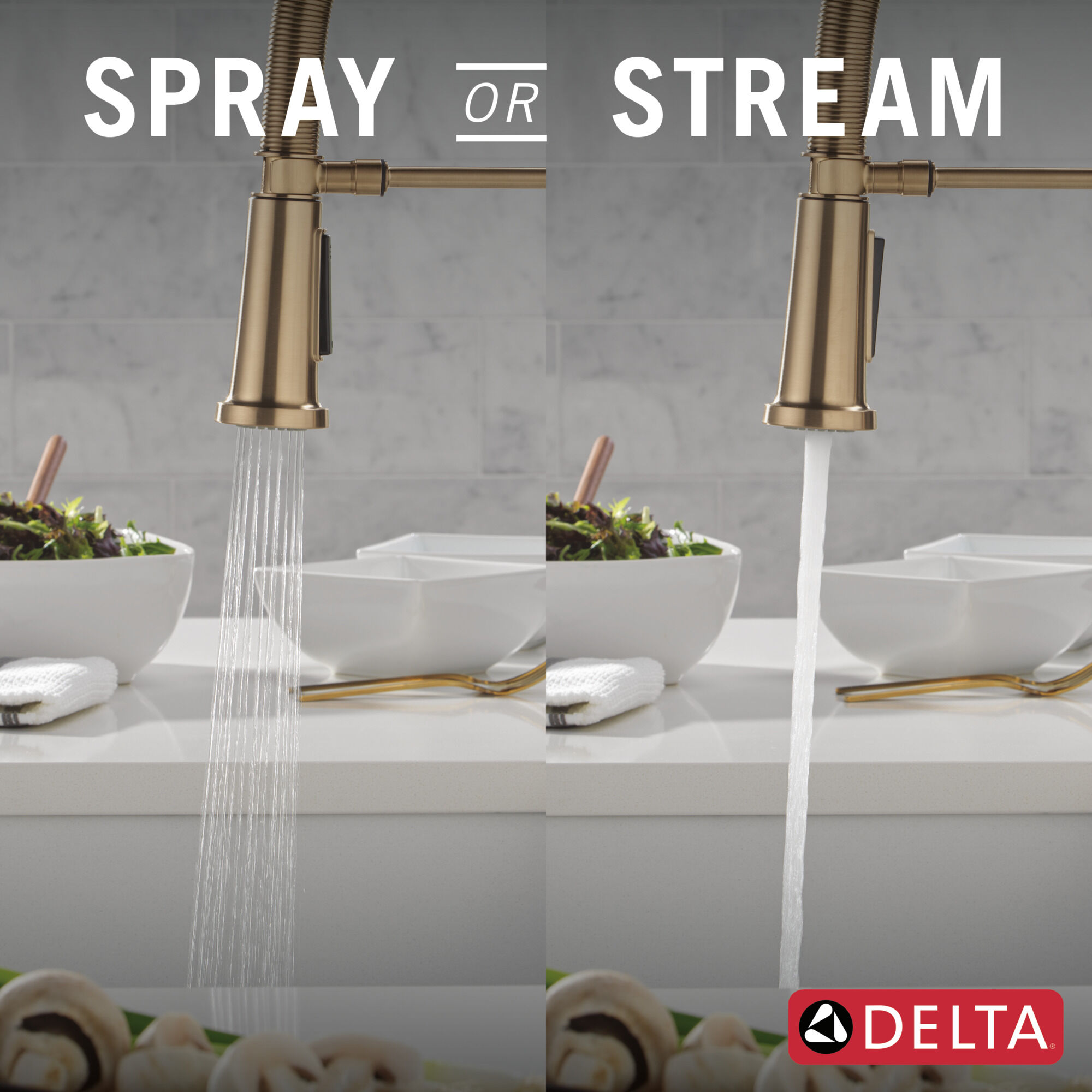 Single Handle Pull-Down Spring Kitchen Faucet in Champagne Bronze