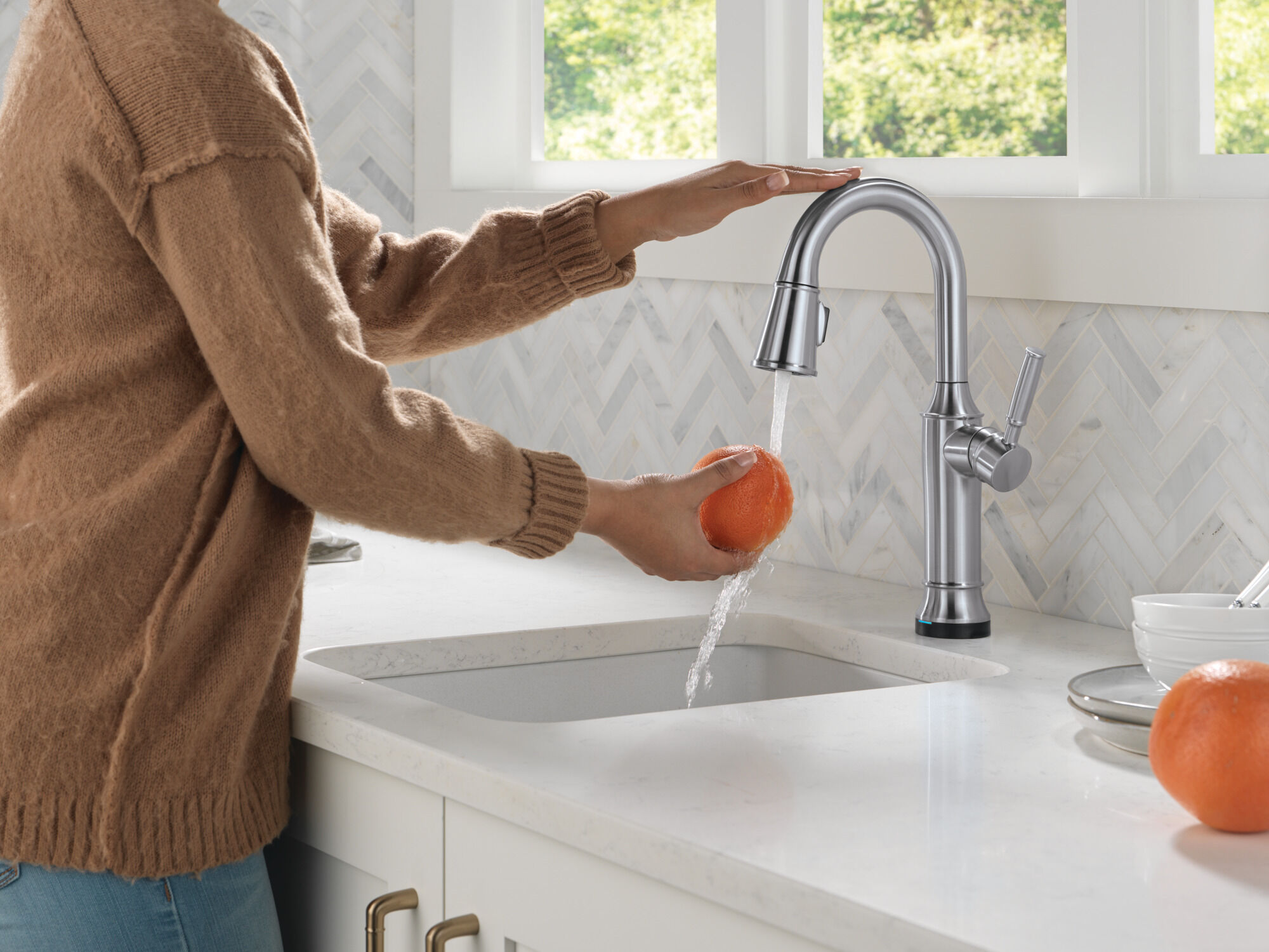 【Petaportre/ペットアポルテ】La Fleur Eclose Single Handle Pull-Down Bar / Prep Faucet in Lumicoat® Arctic