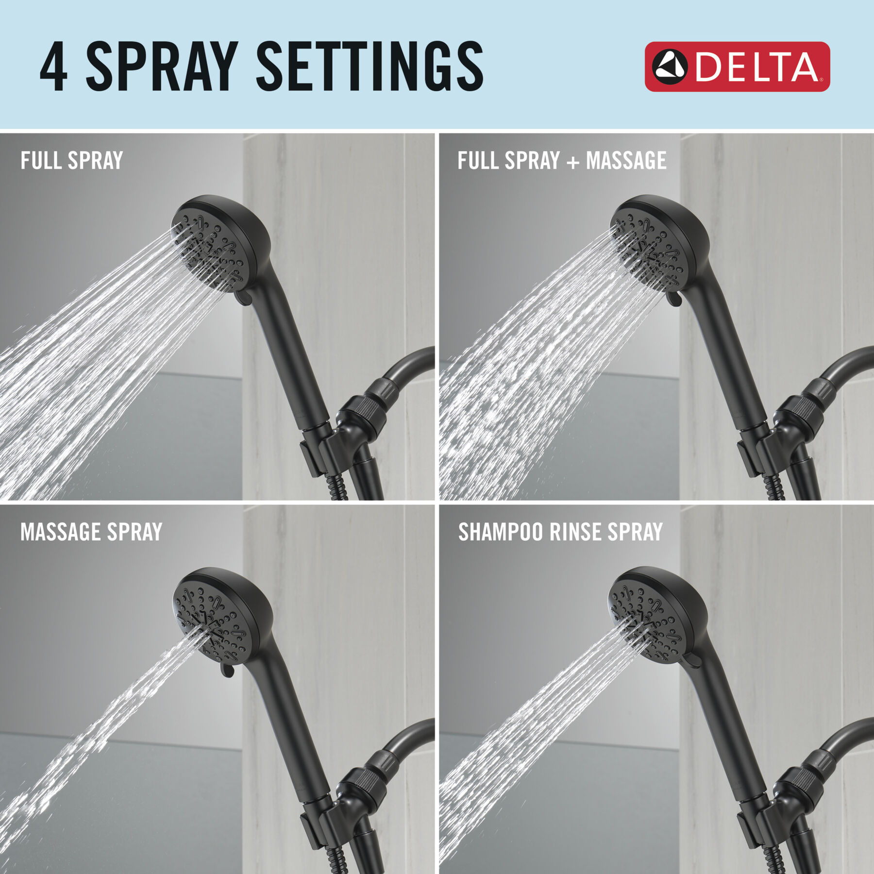 4Setting Hand Shower in Matte Black 75413DBL Delta Faucet