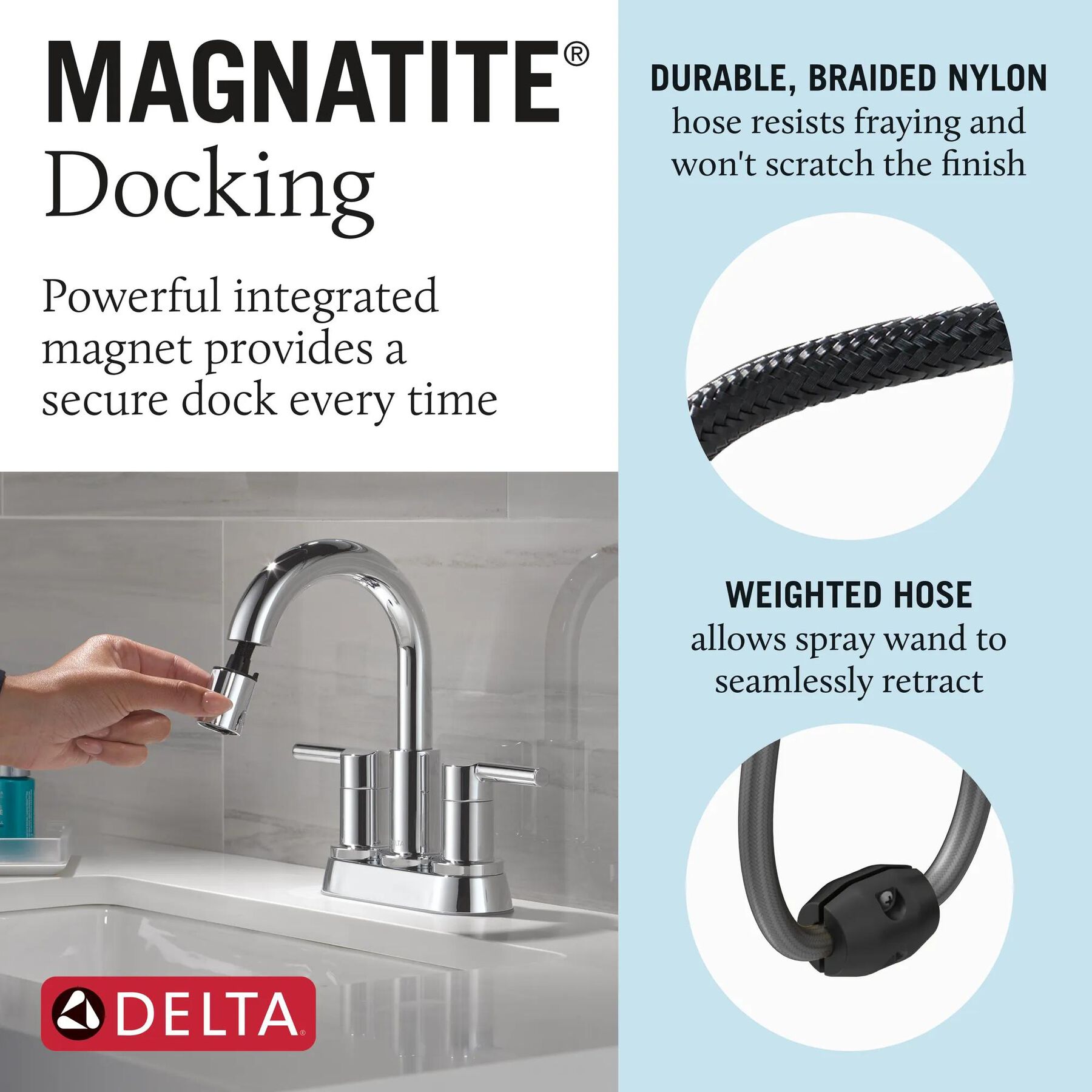 Two Handle Centerset Pull-Down Bathroom Faucet, image 7